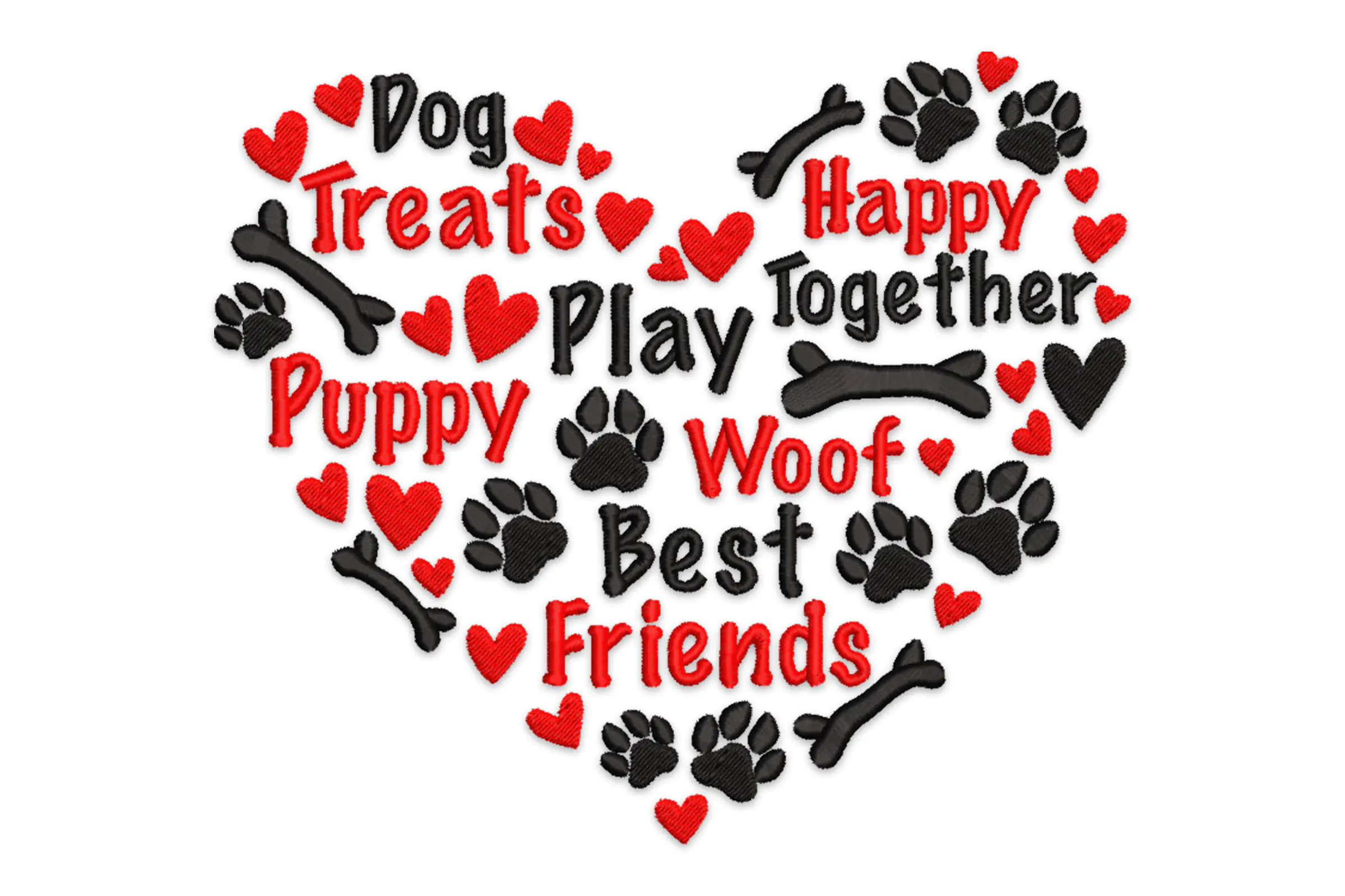 Dog Lover Heart Embroidery Design