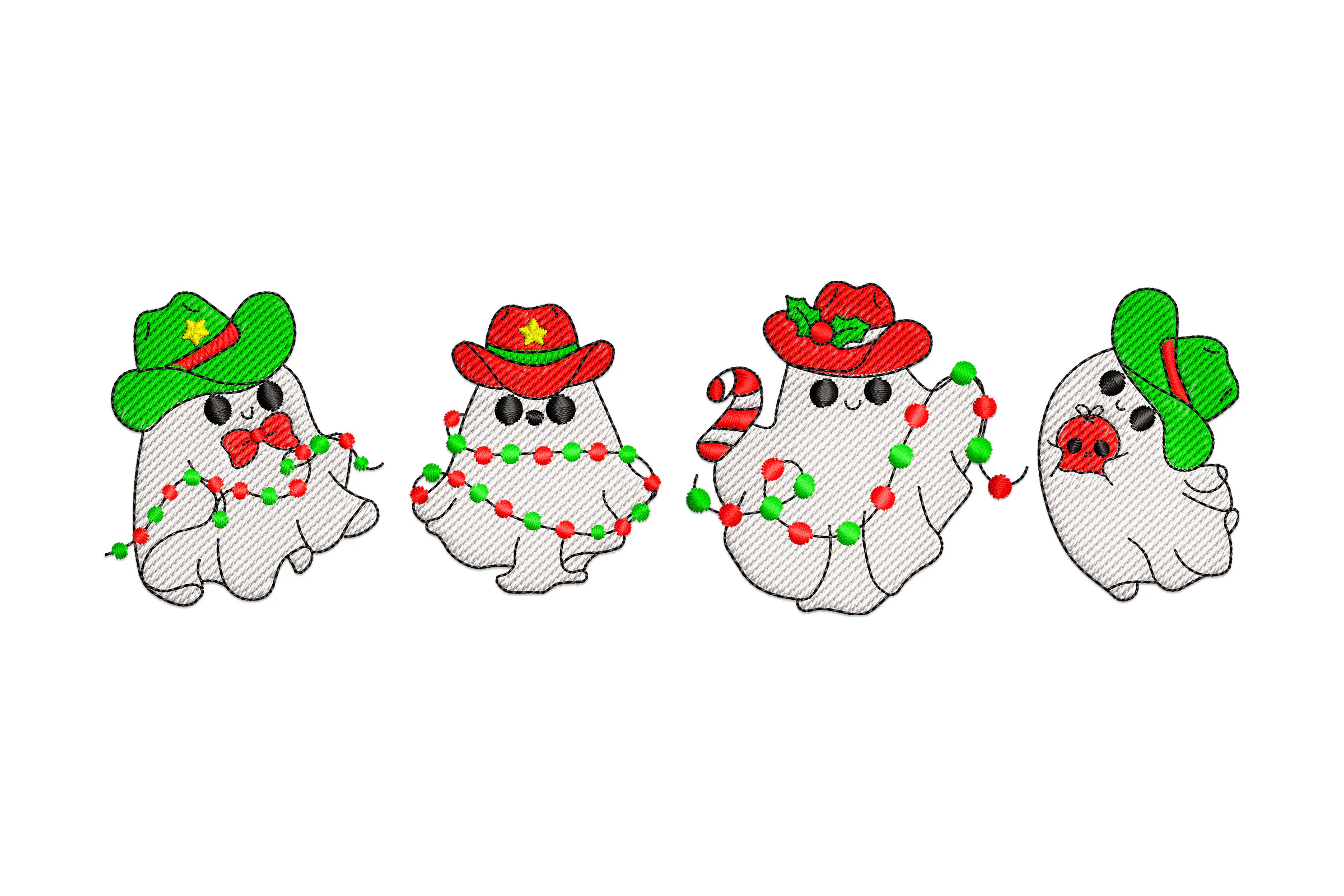 Christmas Ghosts Embroidery Design