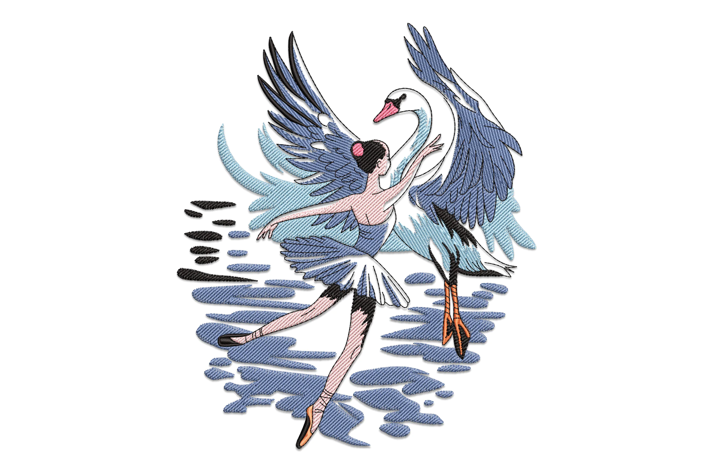 Swan Girls Dance Embroidery Design
