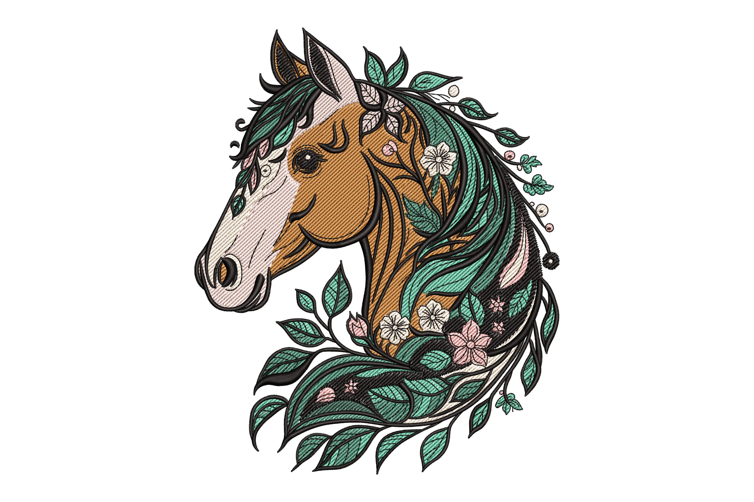 Floral Horse Embroidery Design File