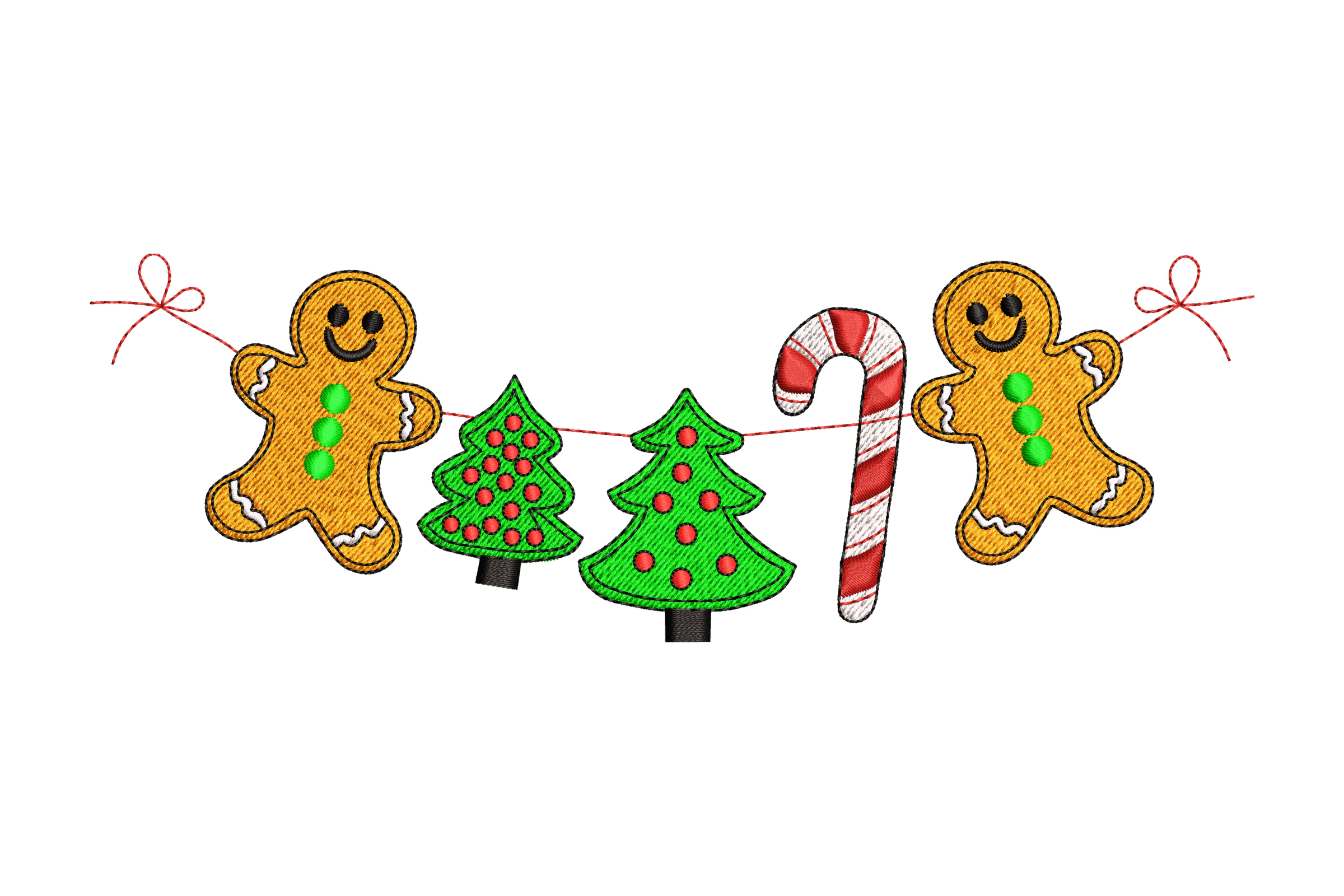Gingerbread Christmas Tree Embroidery Design