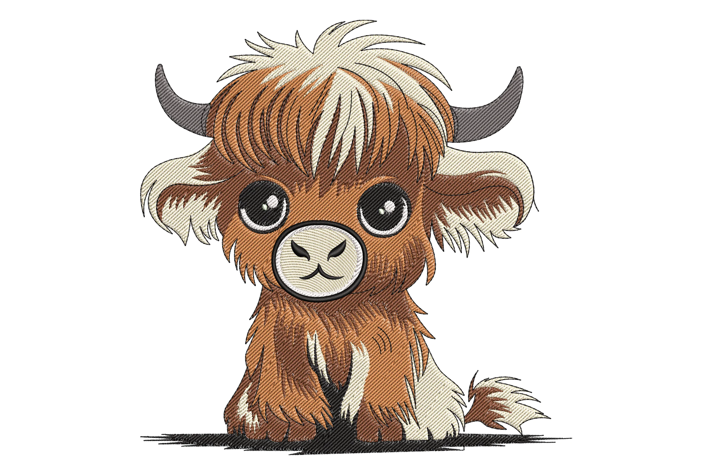 Cute Highland Cow Embroidery Design File