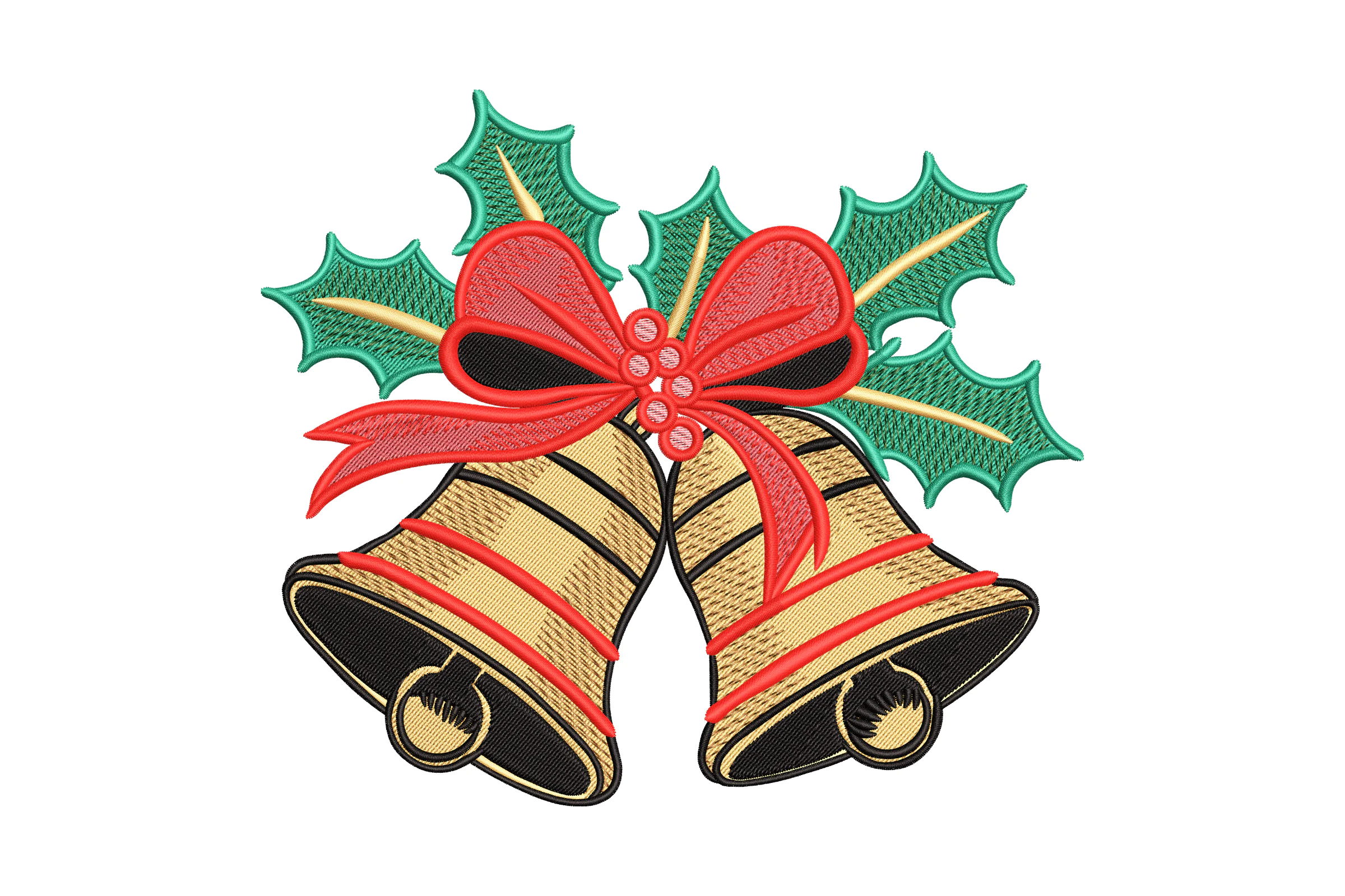 Holly Bells Christmas Machine Embroidery Design
