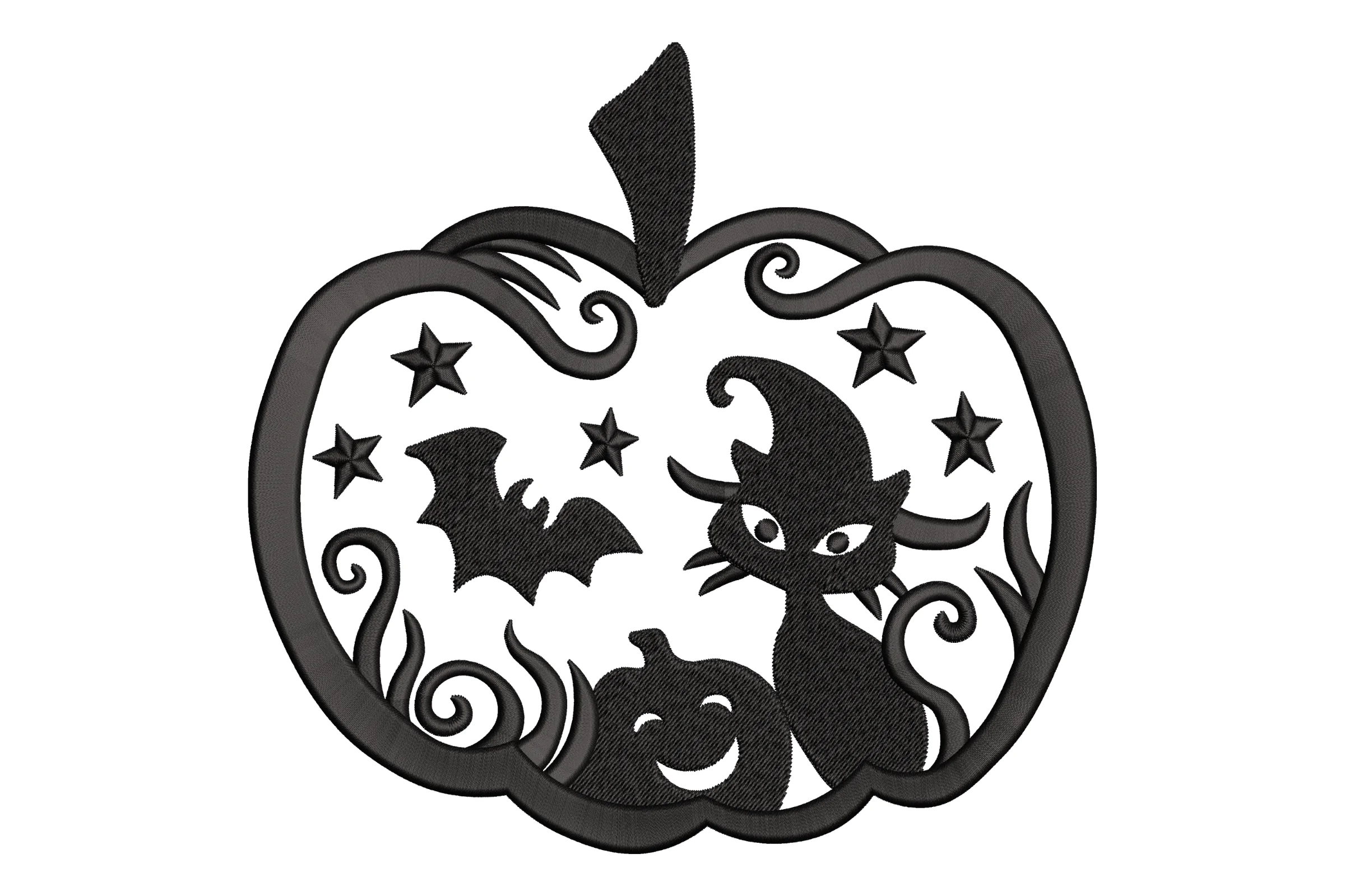 Cat and Pumpkin Embroidery Design