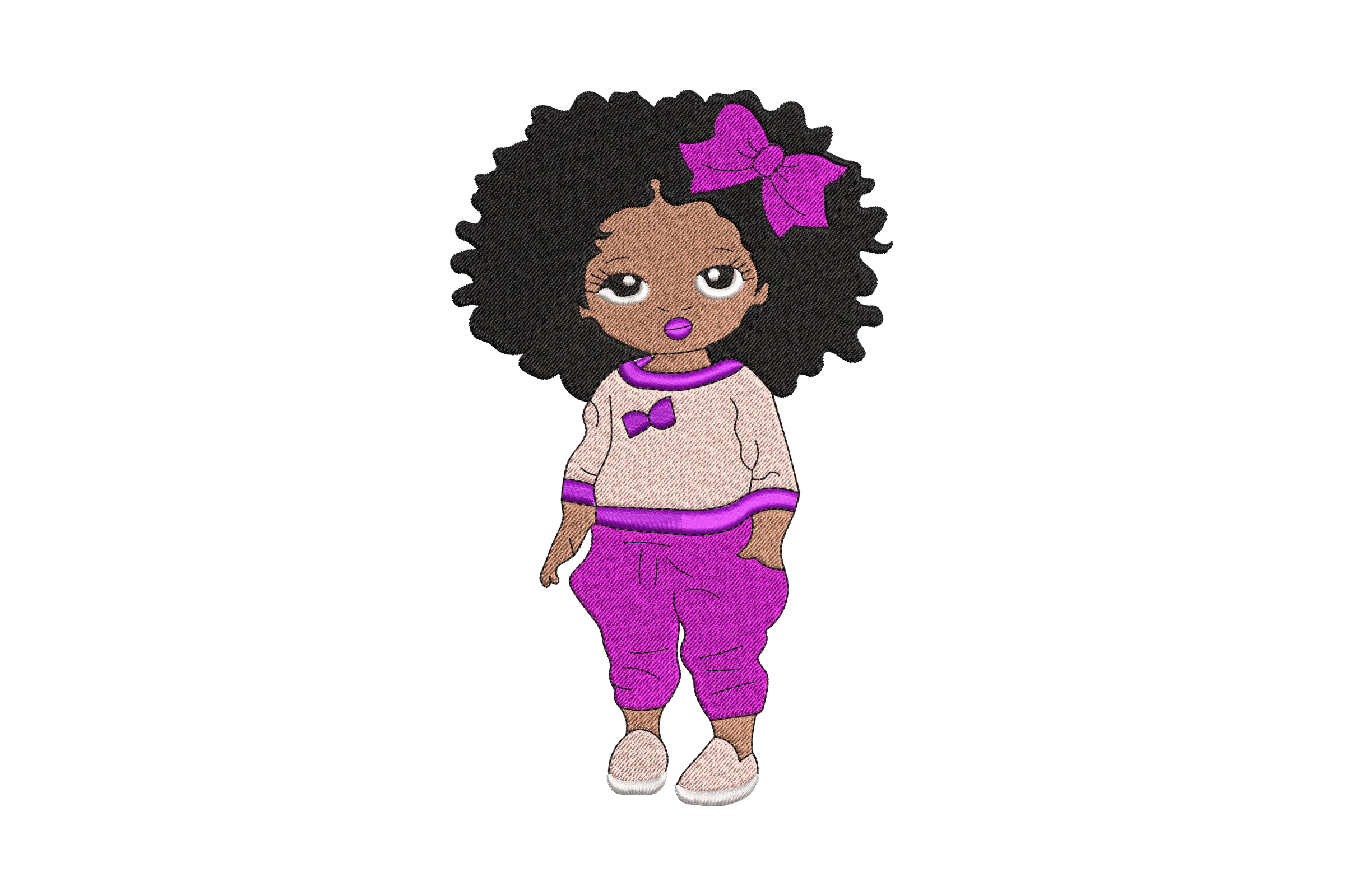 Adorable Baby Girl with Purple Outfit  Embroidery Design