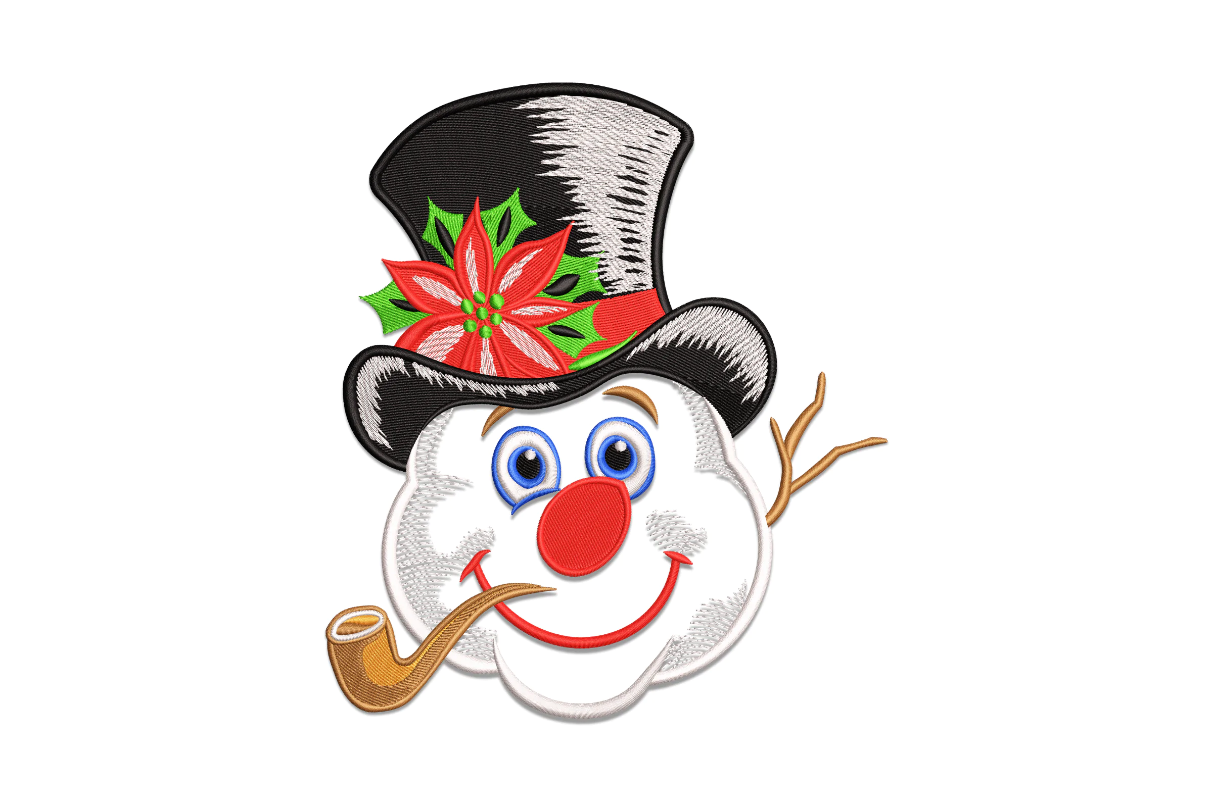 Snowman Head Christmas Machine Embroidery Design