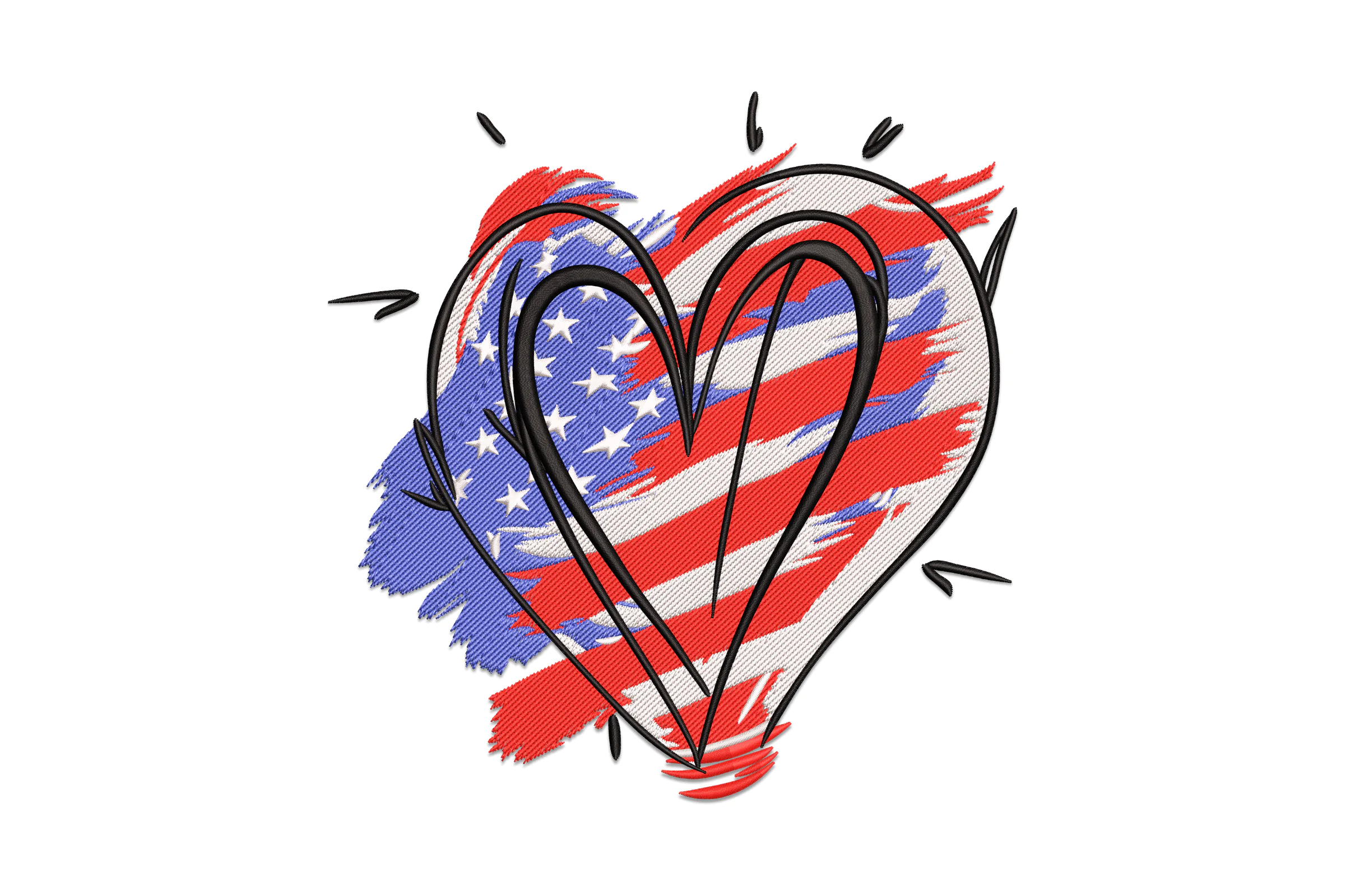 American Flag Heart Embroidery