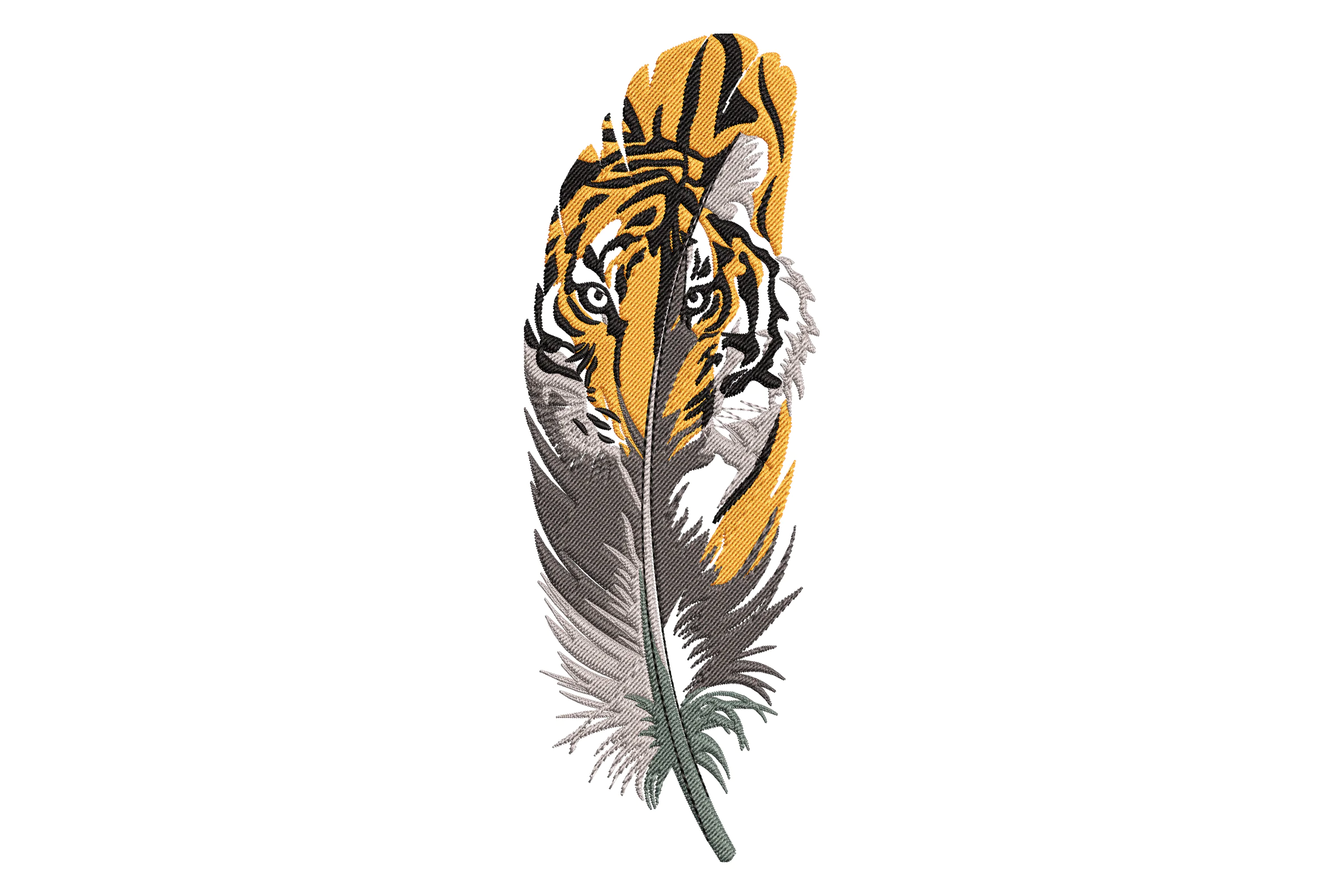 Tiger and Feather Embroidery Design