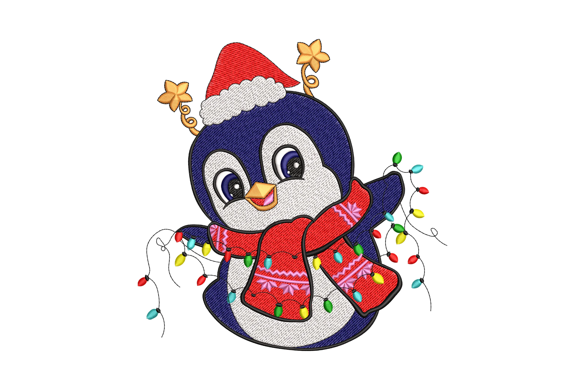 Christmas Penguin Embroidery Desig