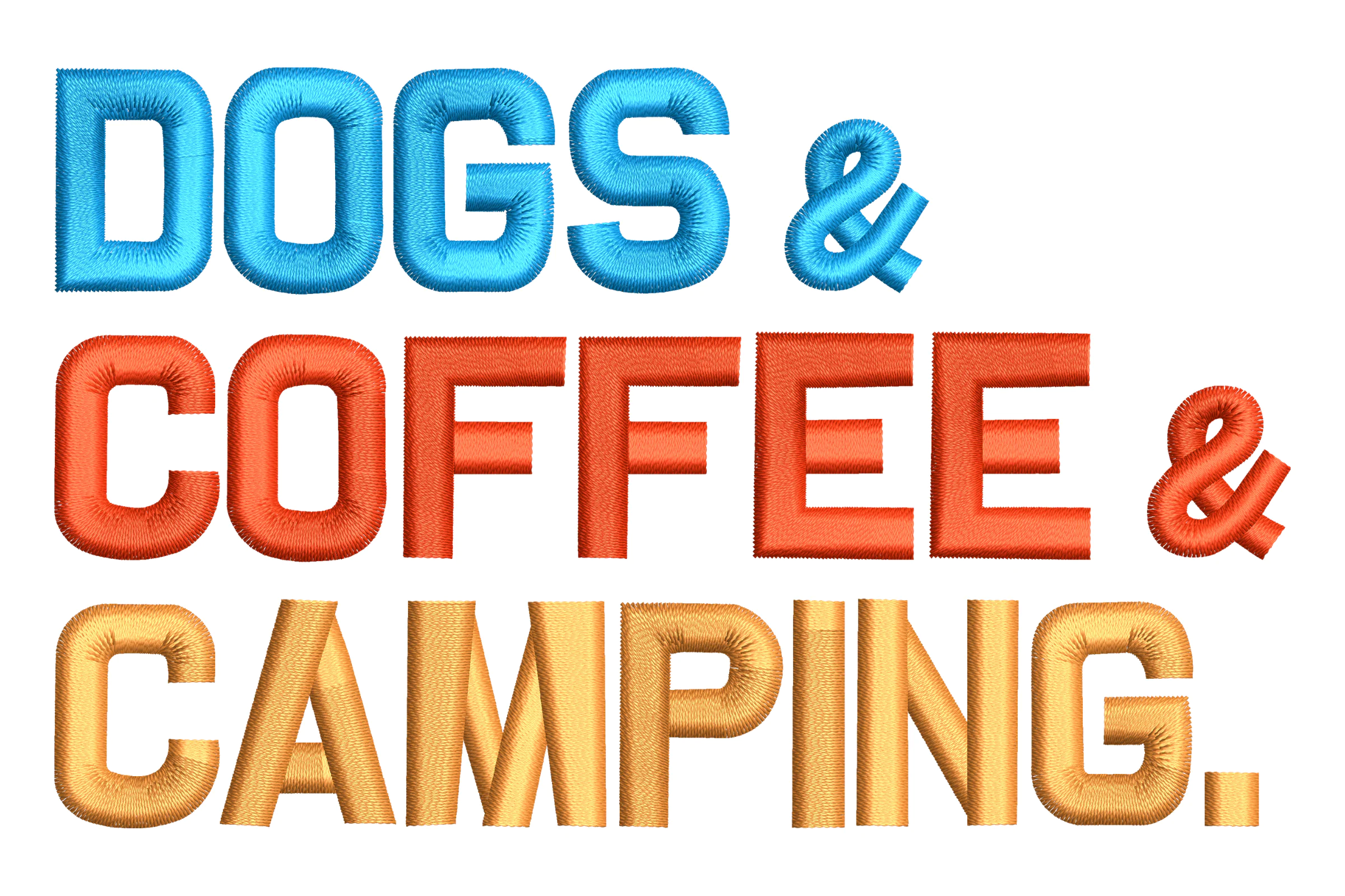 Coffee Dogs Camping Embroidery Design