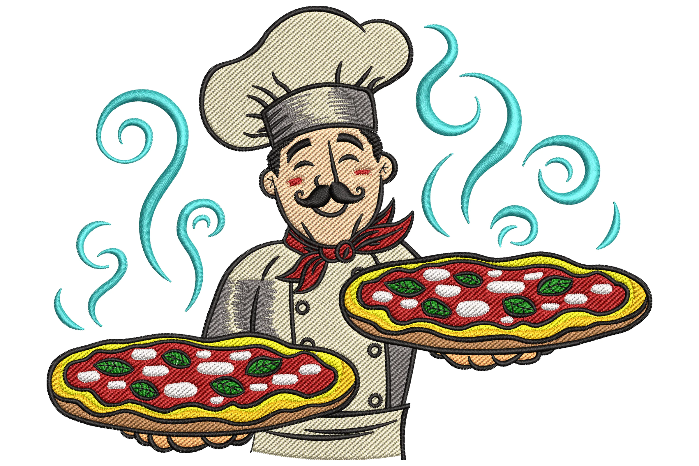 Chef Pizza Embroidery Design