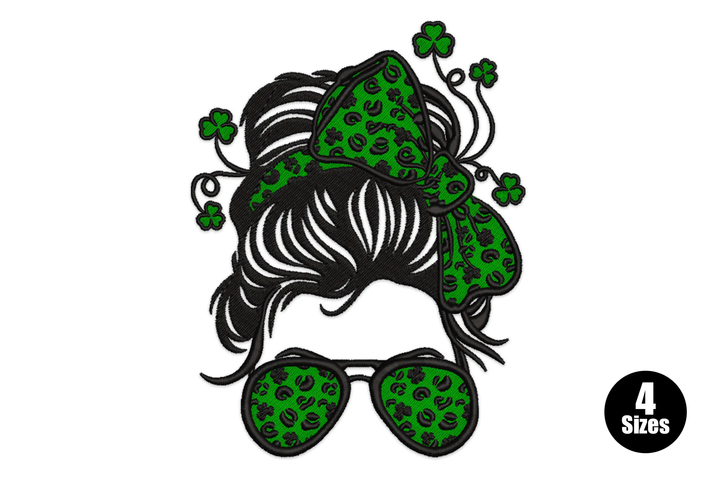 St. Patrick's Day Messy Bun Embroidery Design