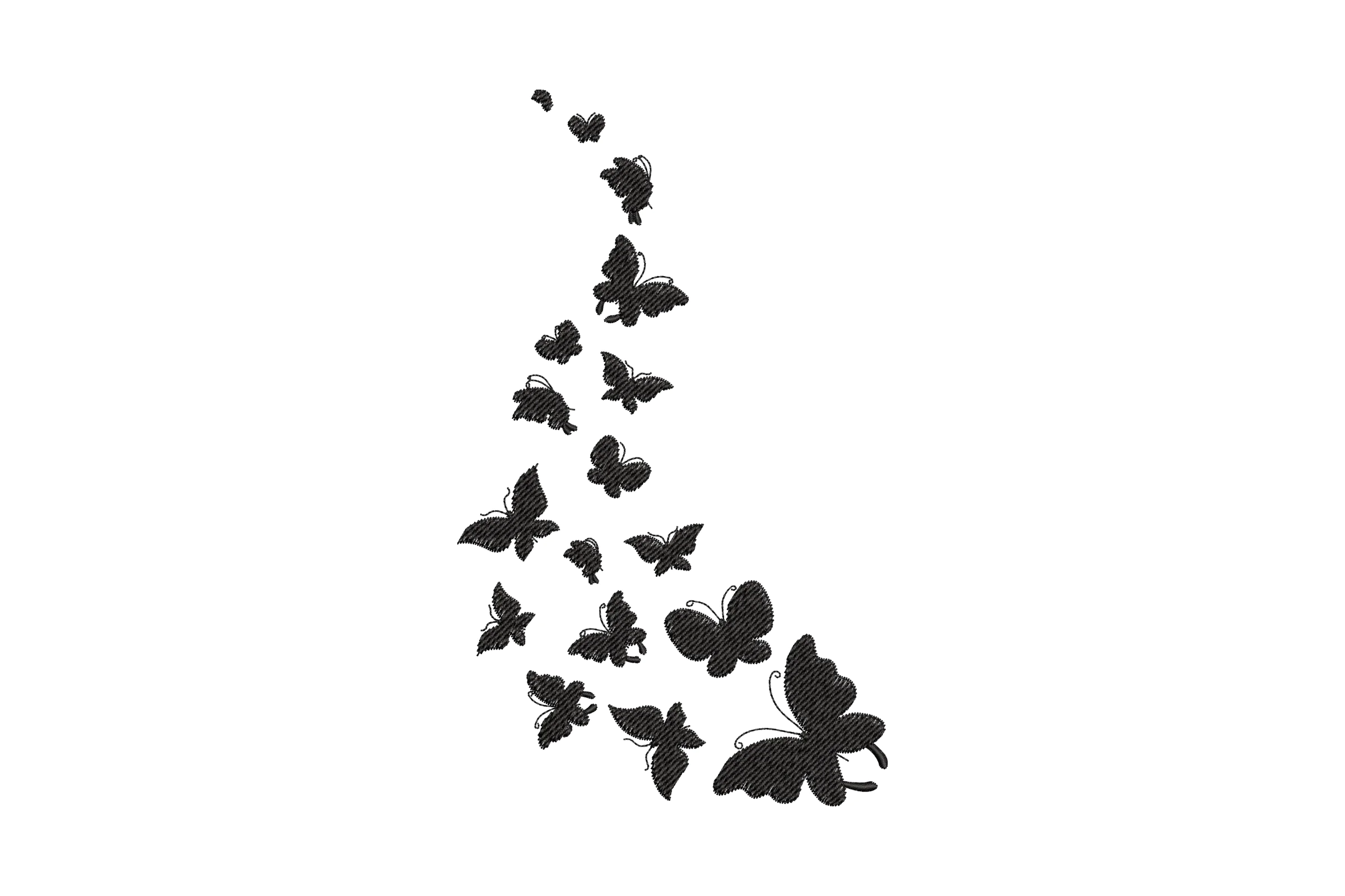 Flying Butterflies Large Group Machine Embroidery Design
