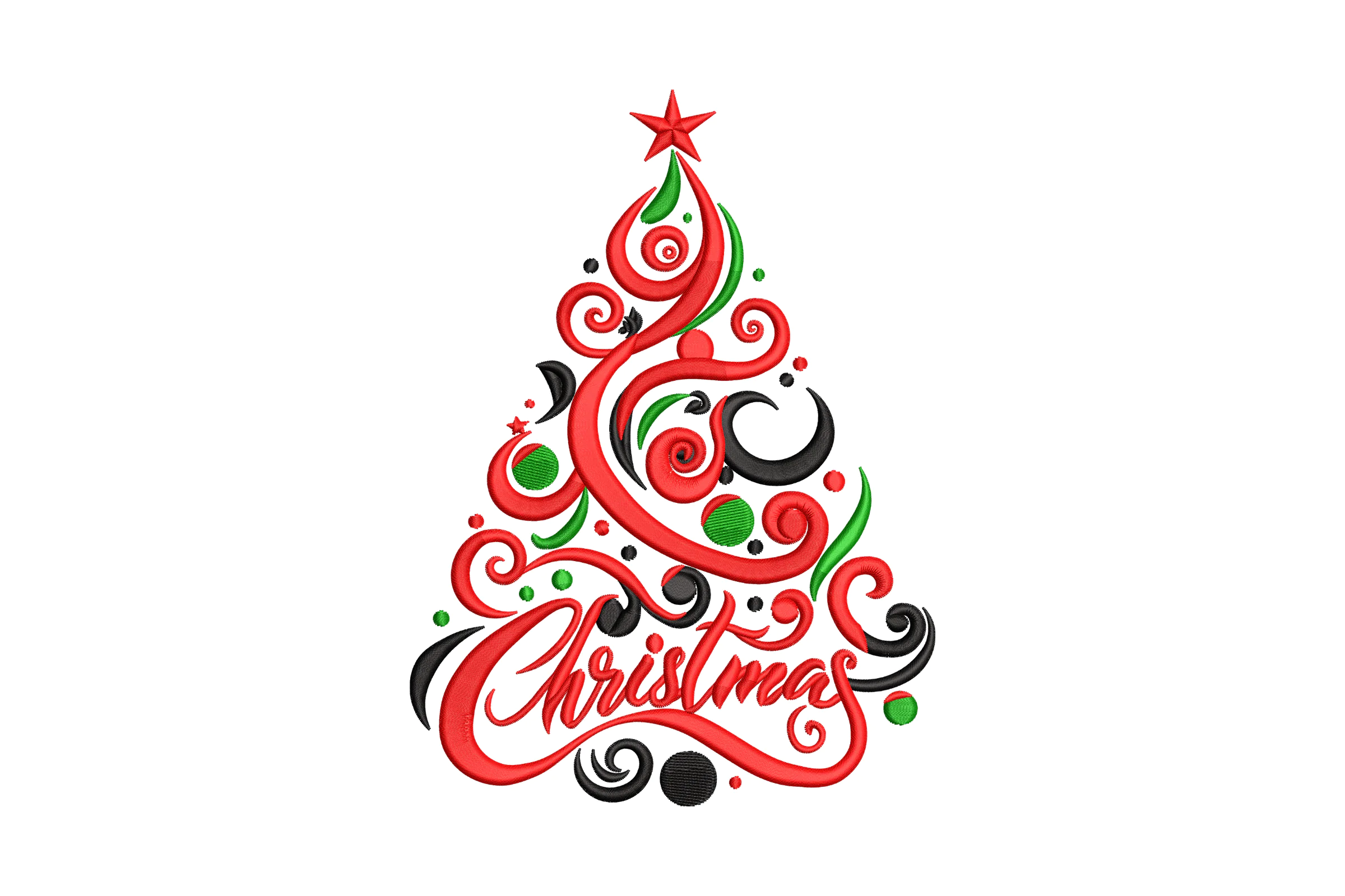 Swirly Christmas Tree - Machine Embroidery Design