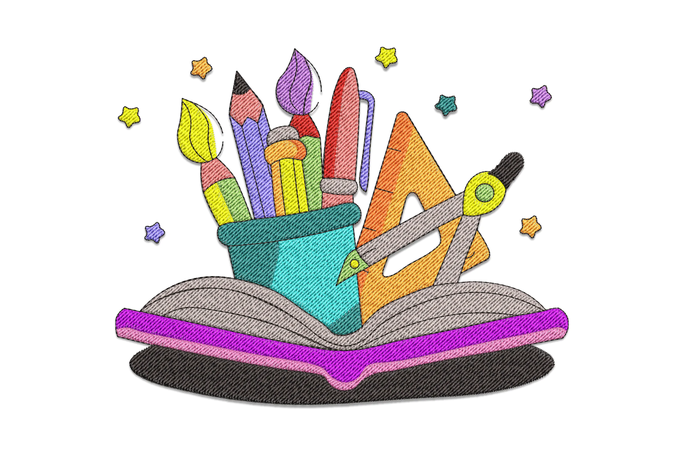 Back to School Supplies Embroidery Design