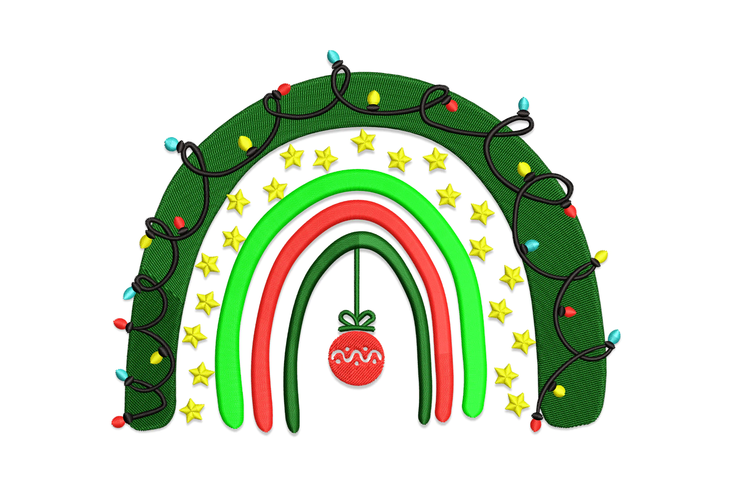 Rainbow Christmas Embroidery Design