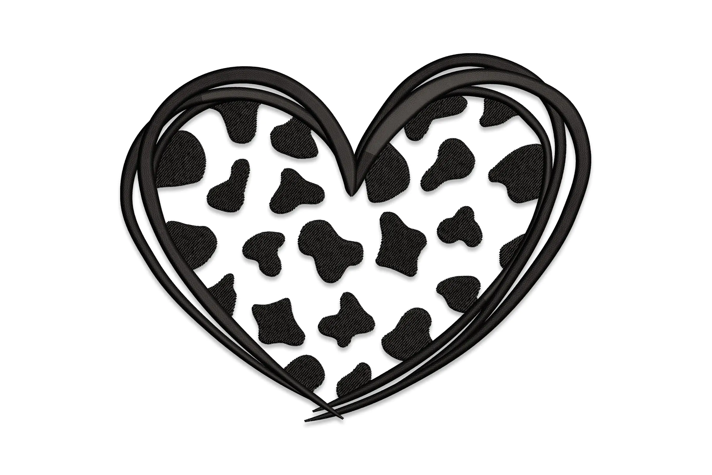 Cow Print Heart Embroidery Design