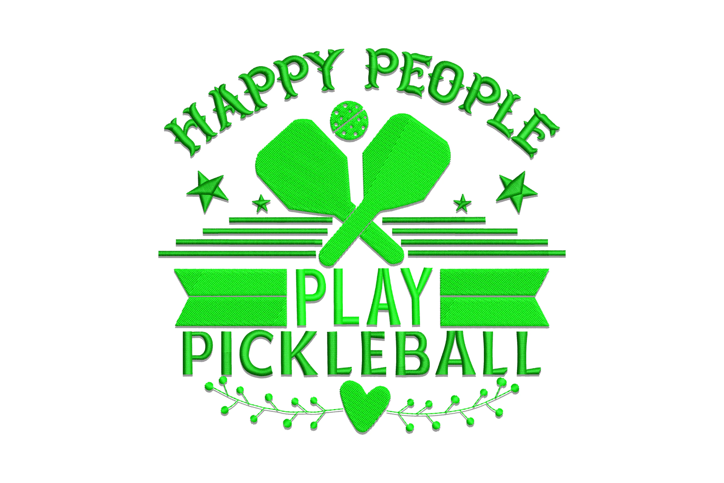 Happy People Play Pickleball Embroidery Design