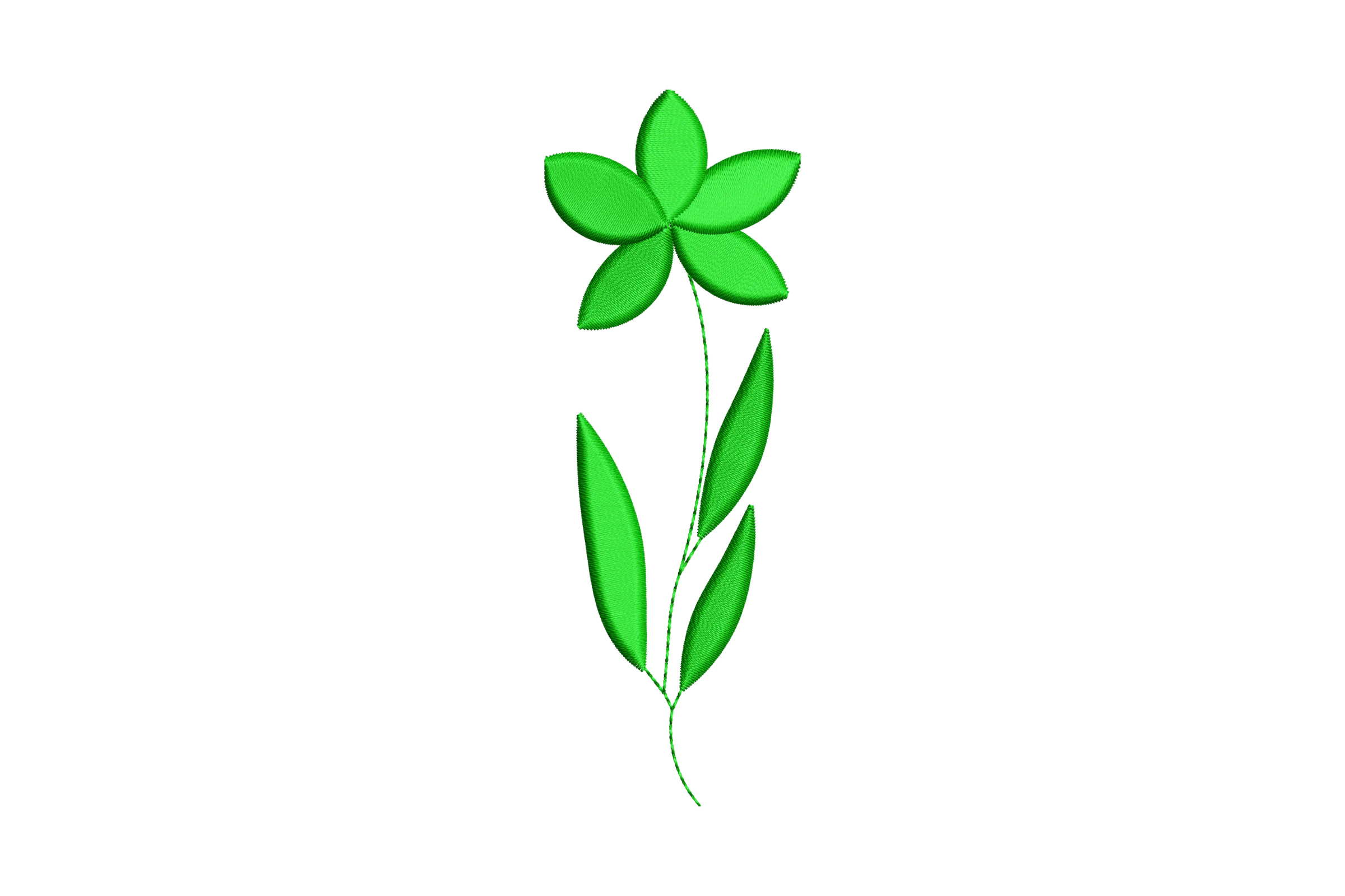 Simple Green Flower Embroidery Design