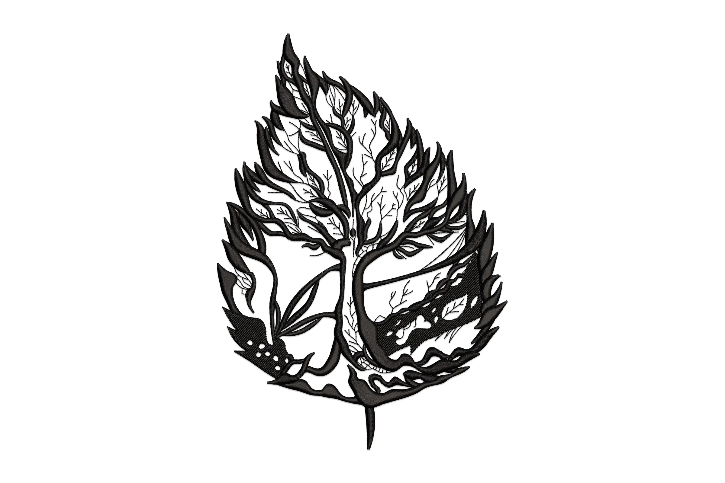 Leaf tree wall vector  Embroidery Design