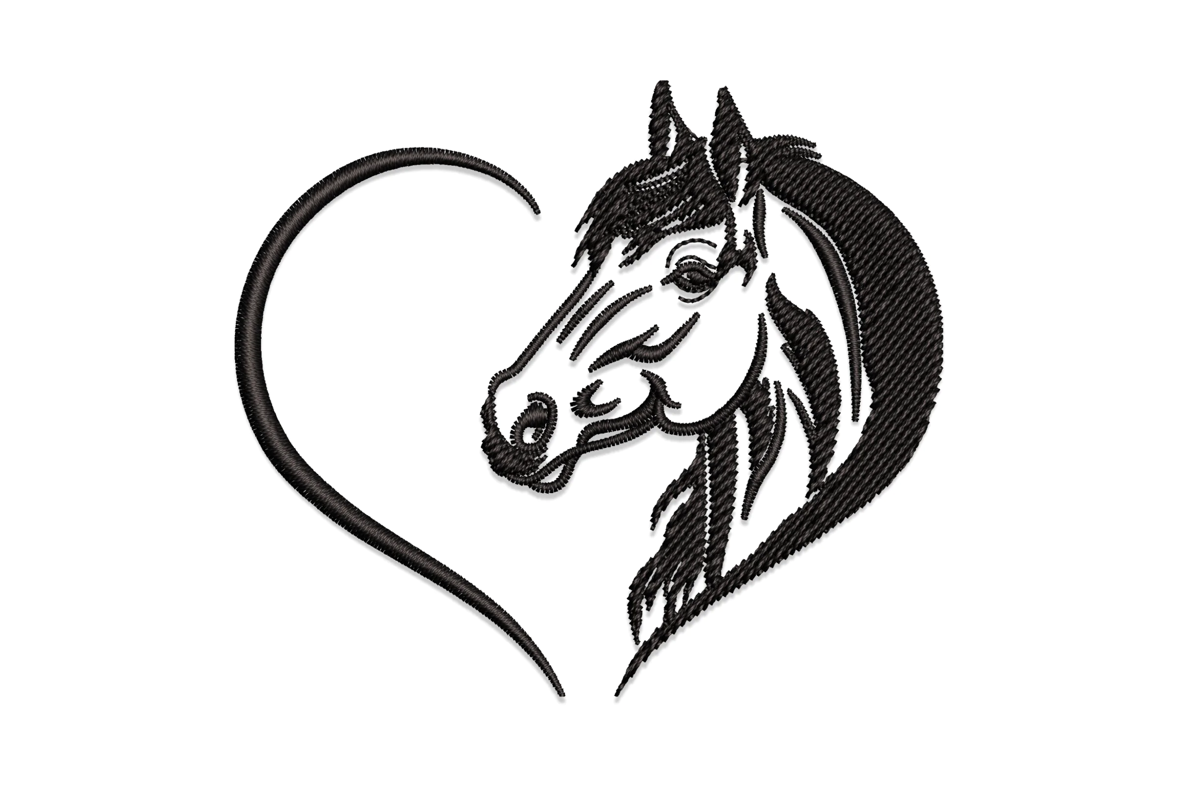 Heart and Horse Face Embroidery Design