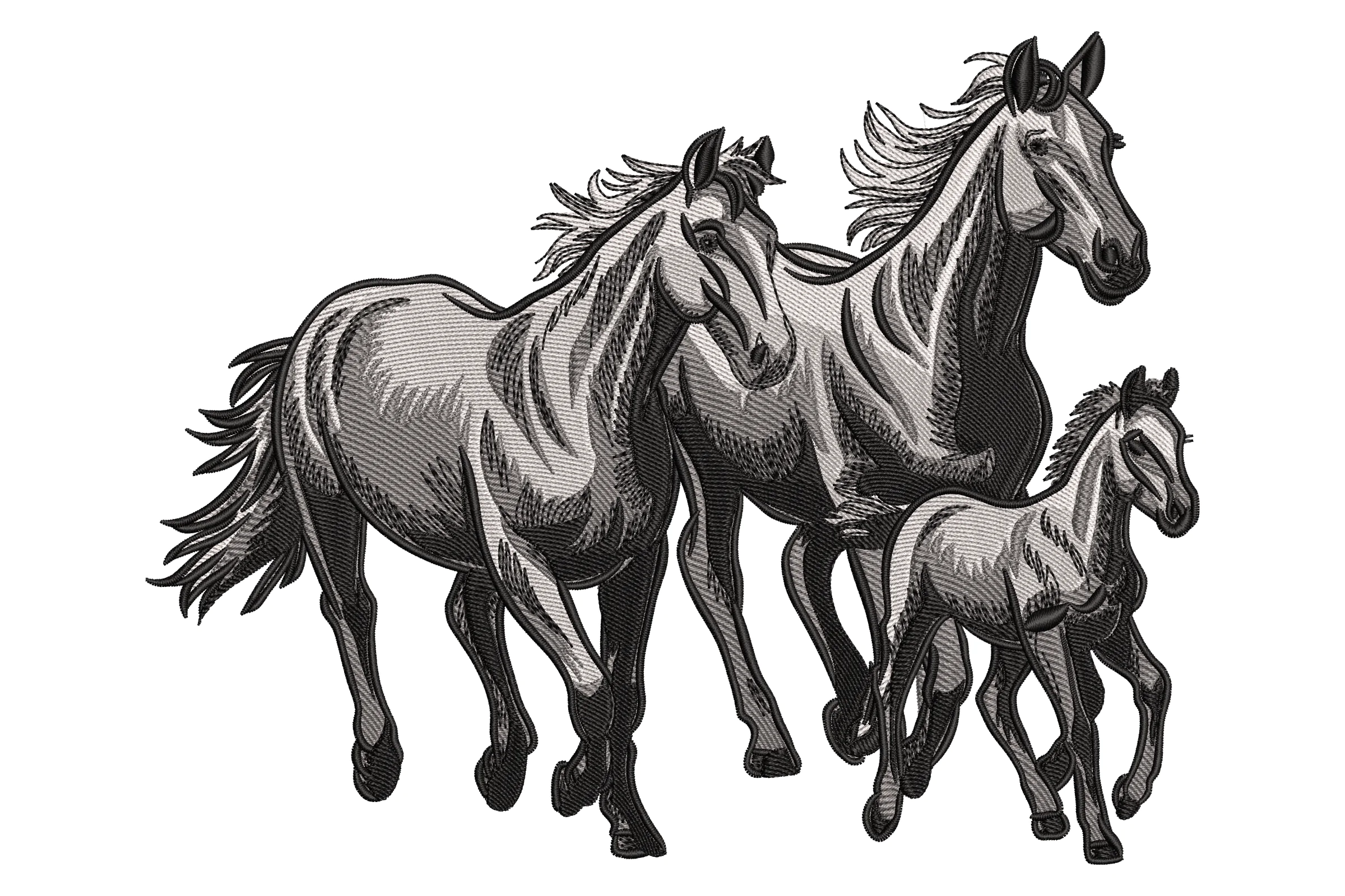 Running Horses Embroidery Design