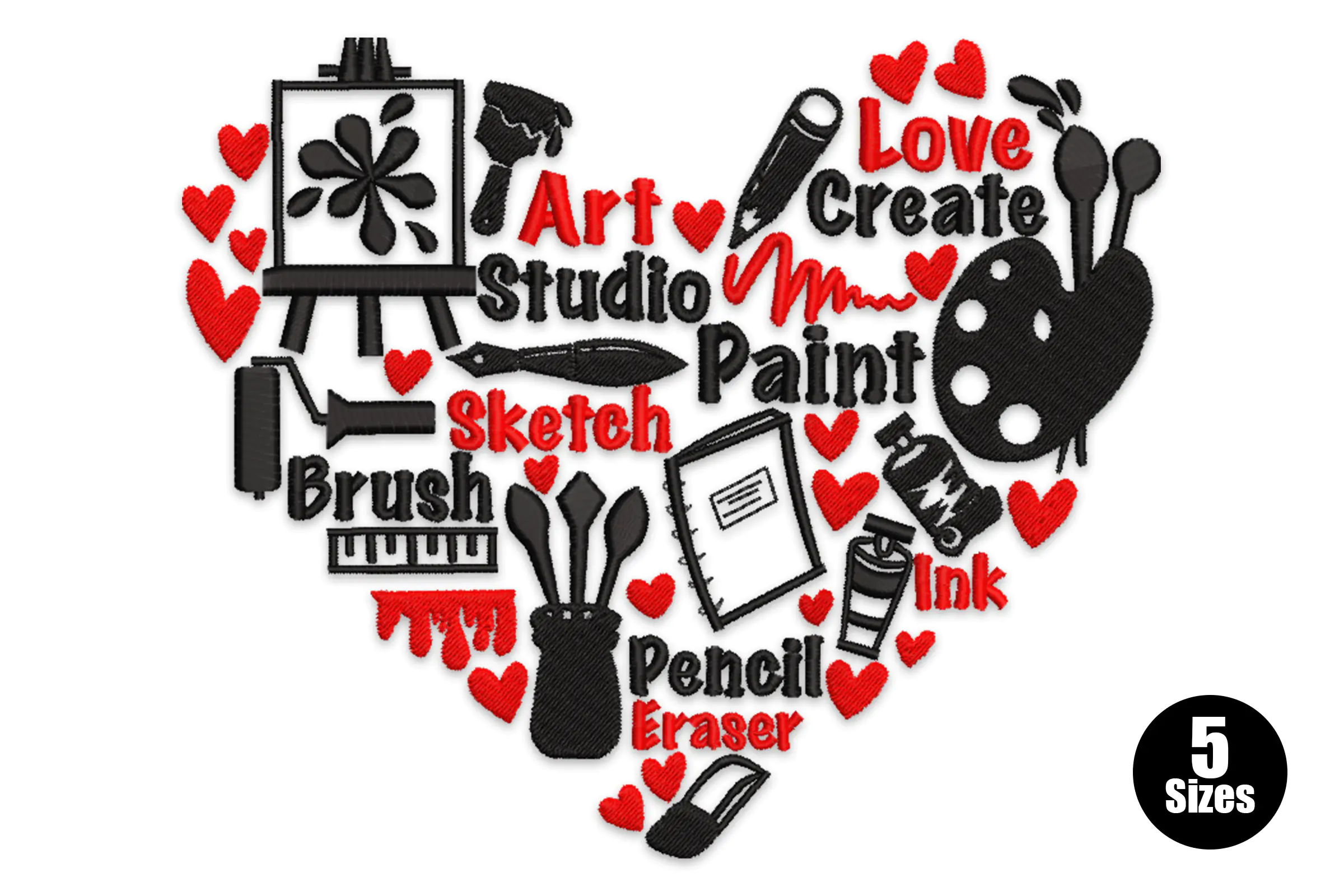 Paint Heart Art Hobby Embroidery Design