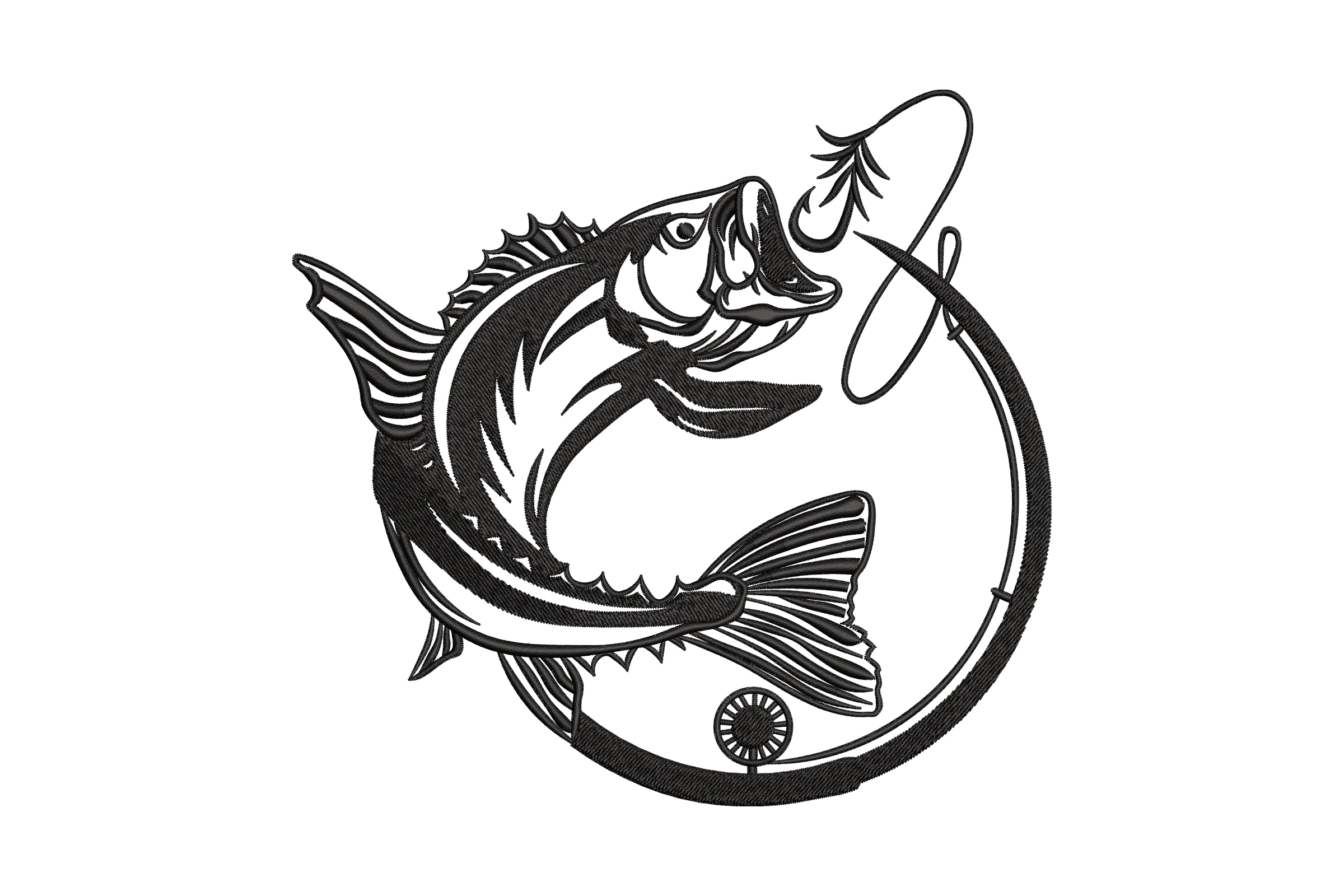 Fishing Logo Machine Embroidery File