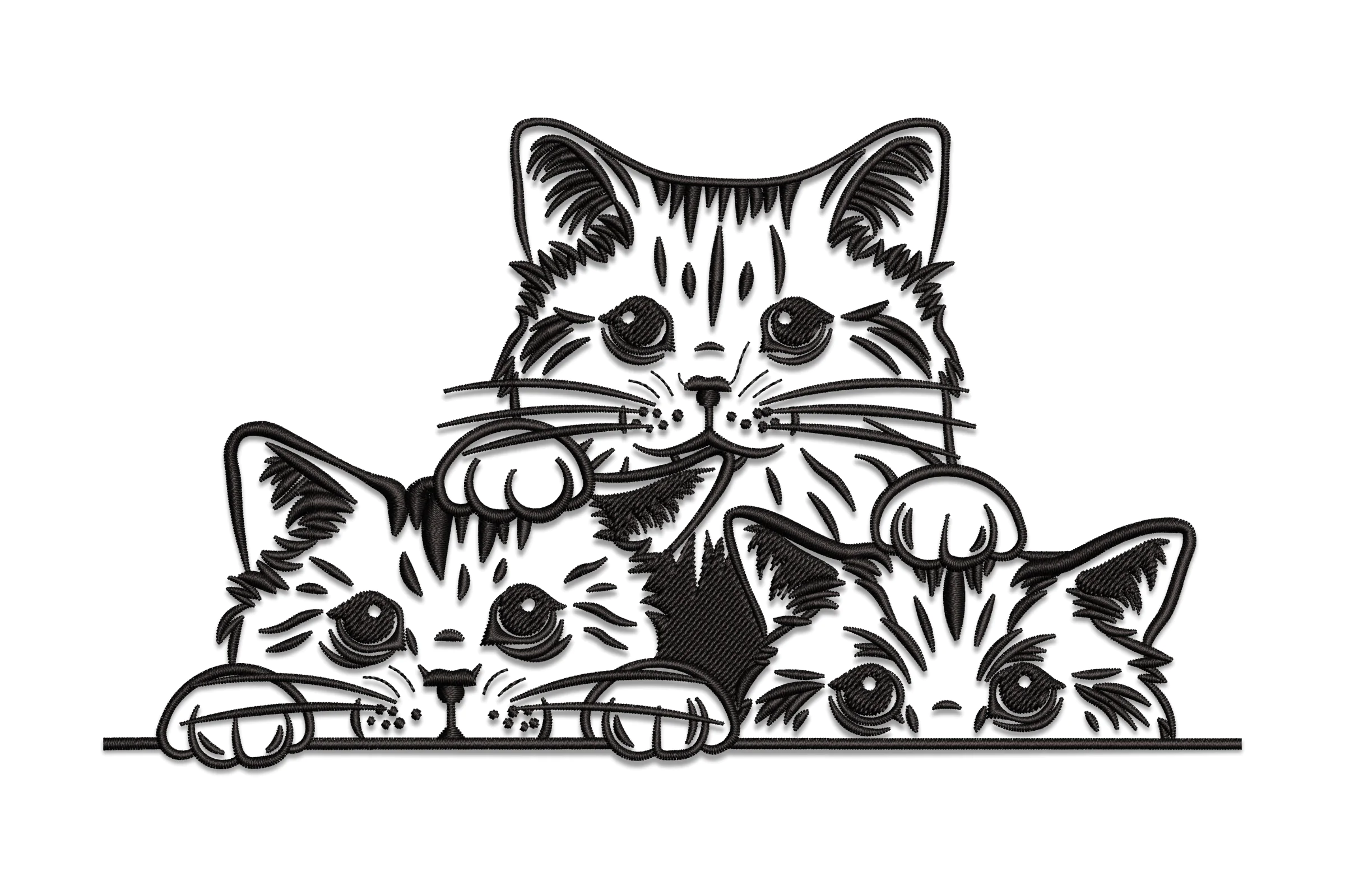 Three cats Embroidery Design