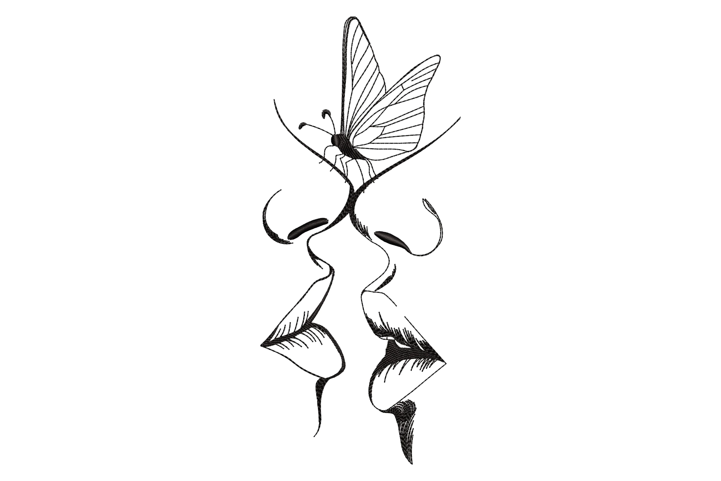 Couple Kiss Line Art Embroidery Design