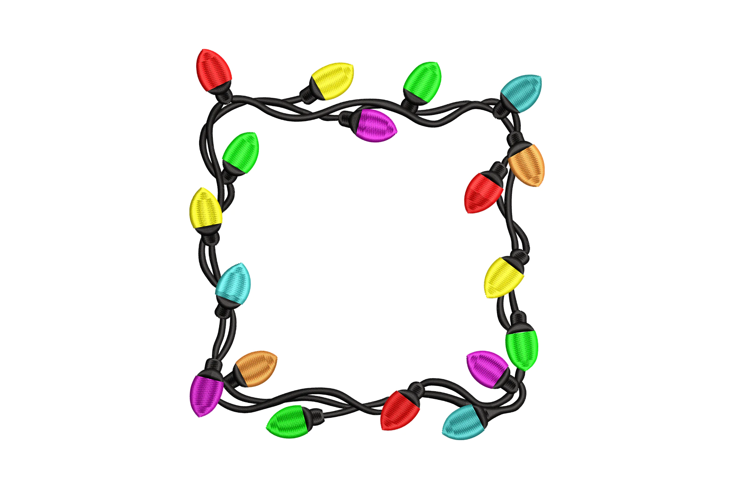 Christmas Lights Border Machine  Embroidery Design