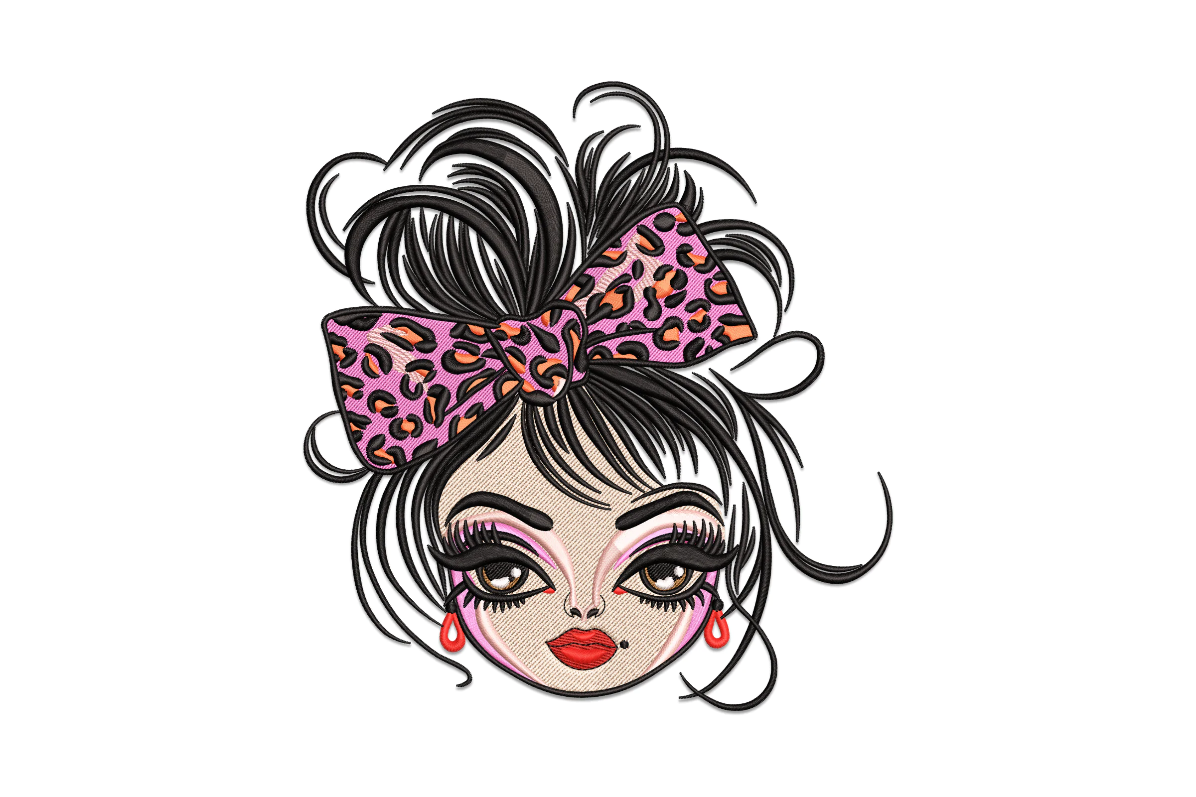 Applique Bow Girl Embroidery Design