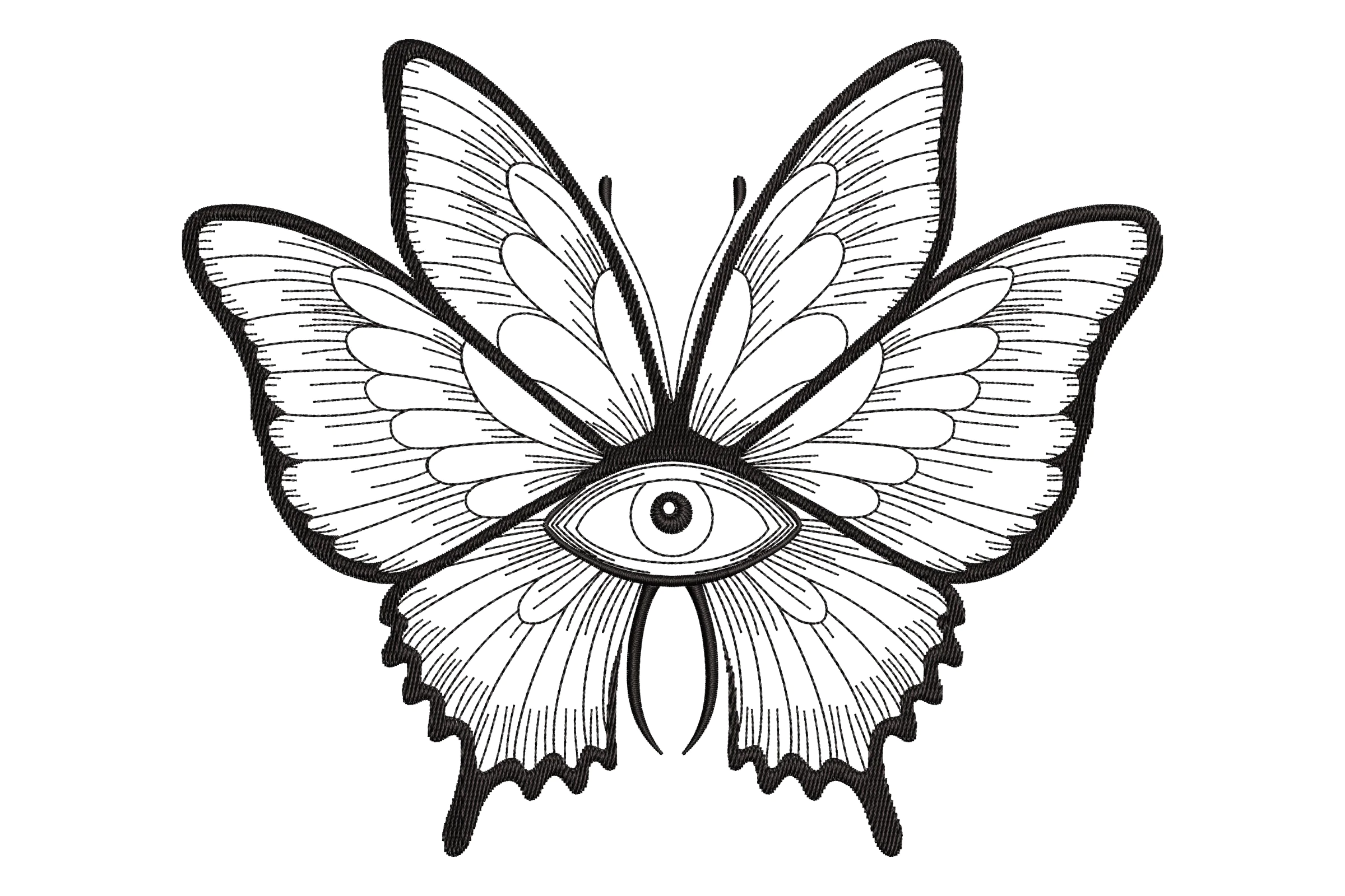 Mystic Butterfly Eye Embroidery Design