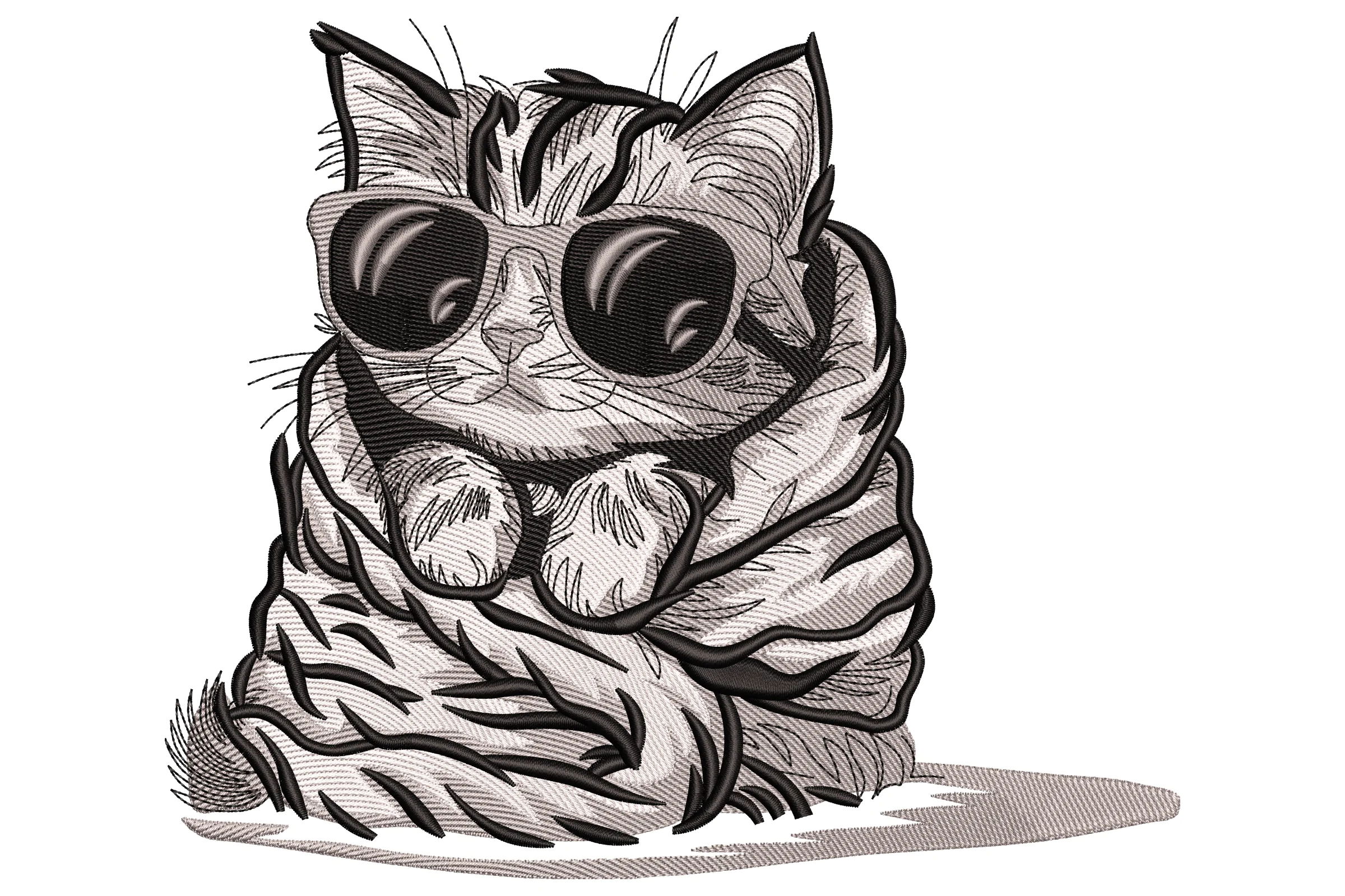Cool Cat Wrapped in Blanket Embroidery Design