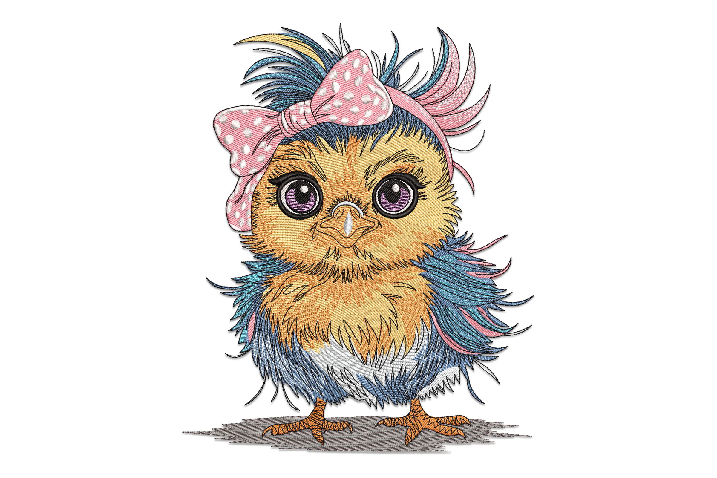 Cute Bird With Pink Bow Embroidery Design