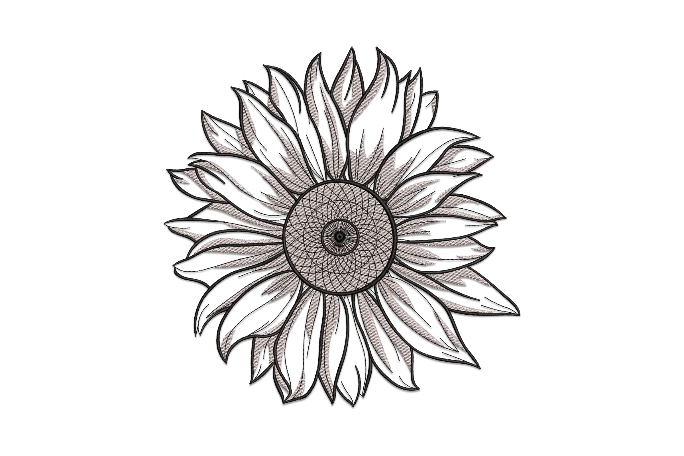 Detailed Sunflower Sketch Embroidery Design