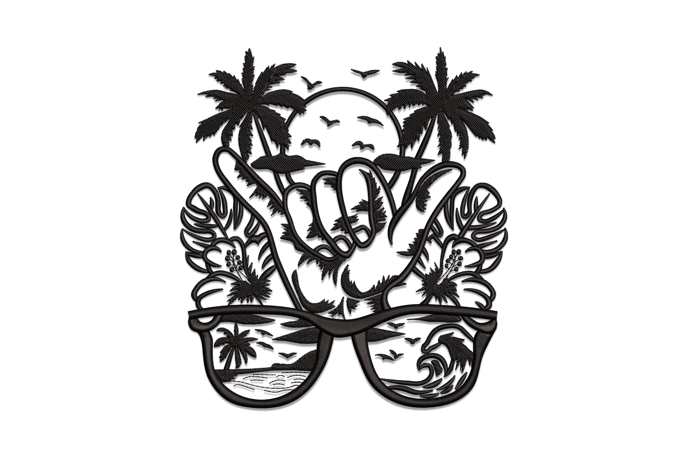 Hang Loose Beach Vibe Embroidery Design