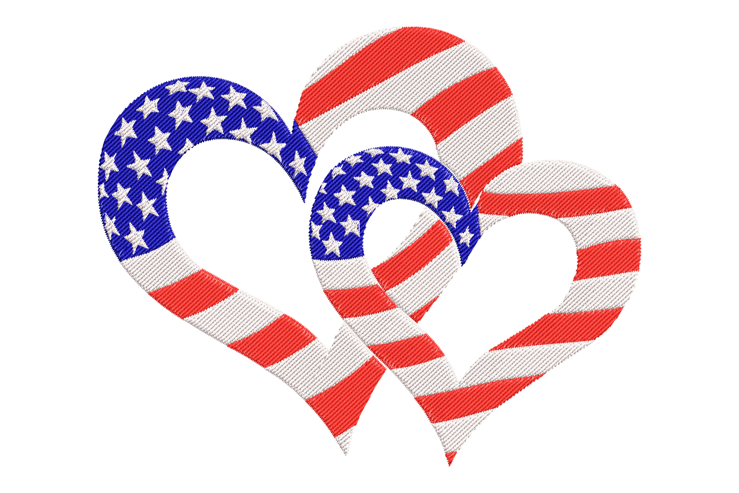American Flag Hearts Embroidery Design File