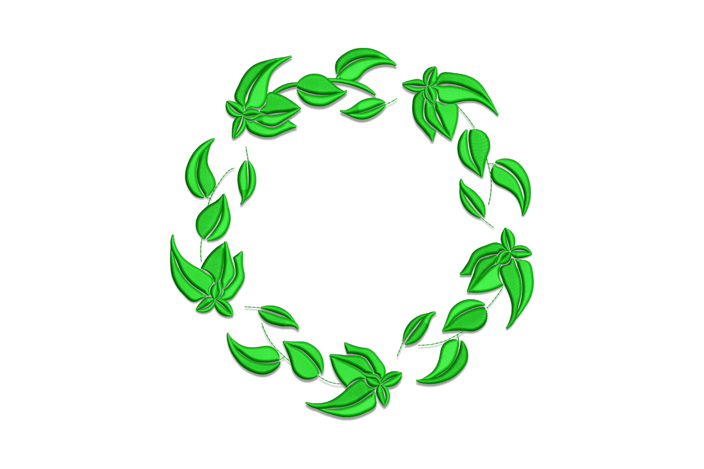Green Leaf Wreath Embroidery Design