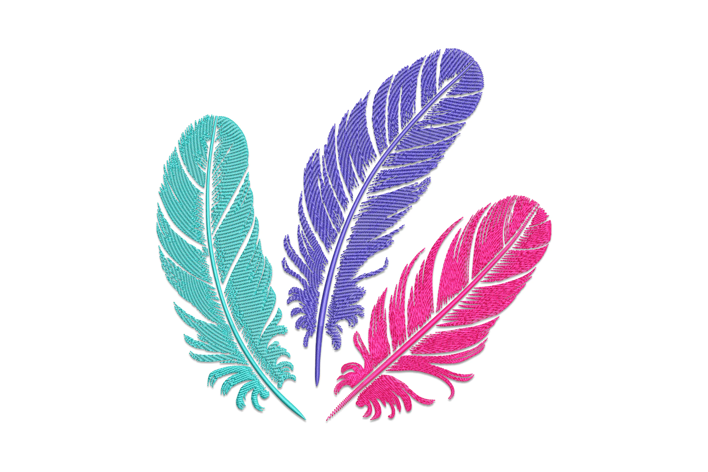 Colorful Feathers Embroidery Design