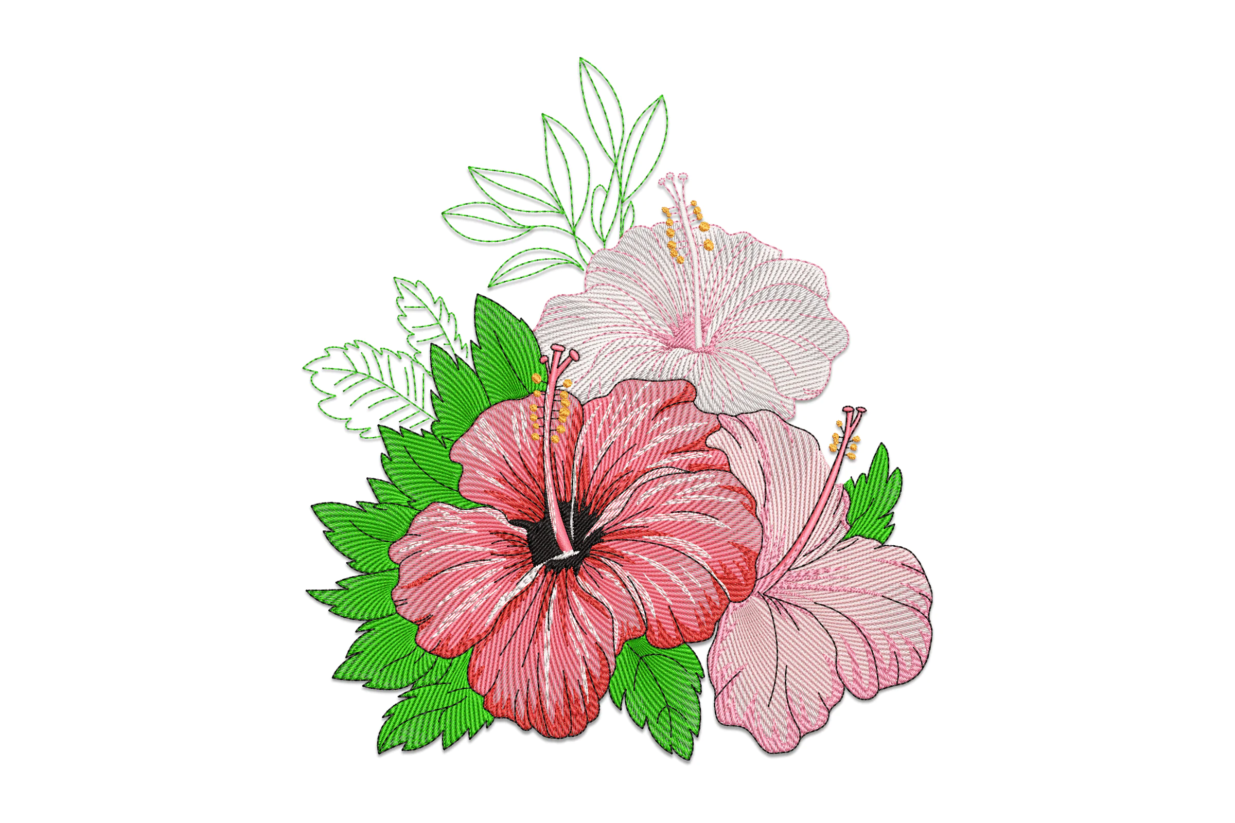 Hibiscus Flower Embroidery Design