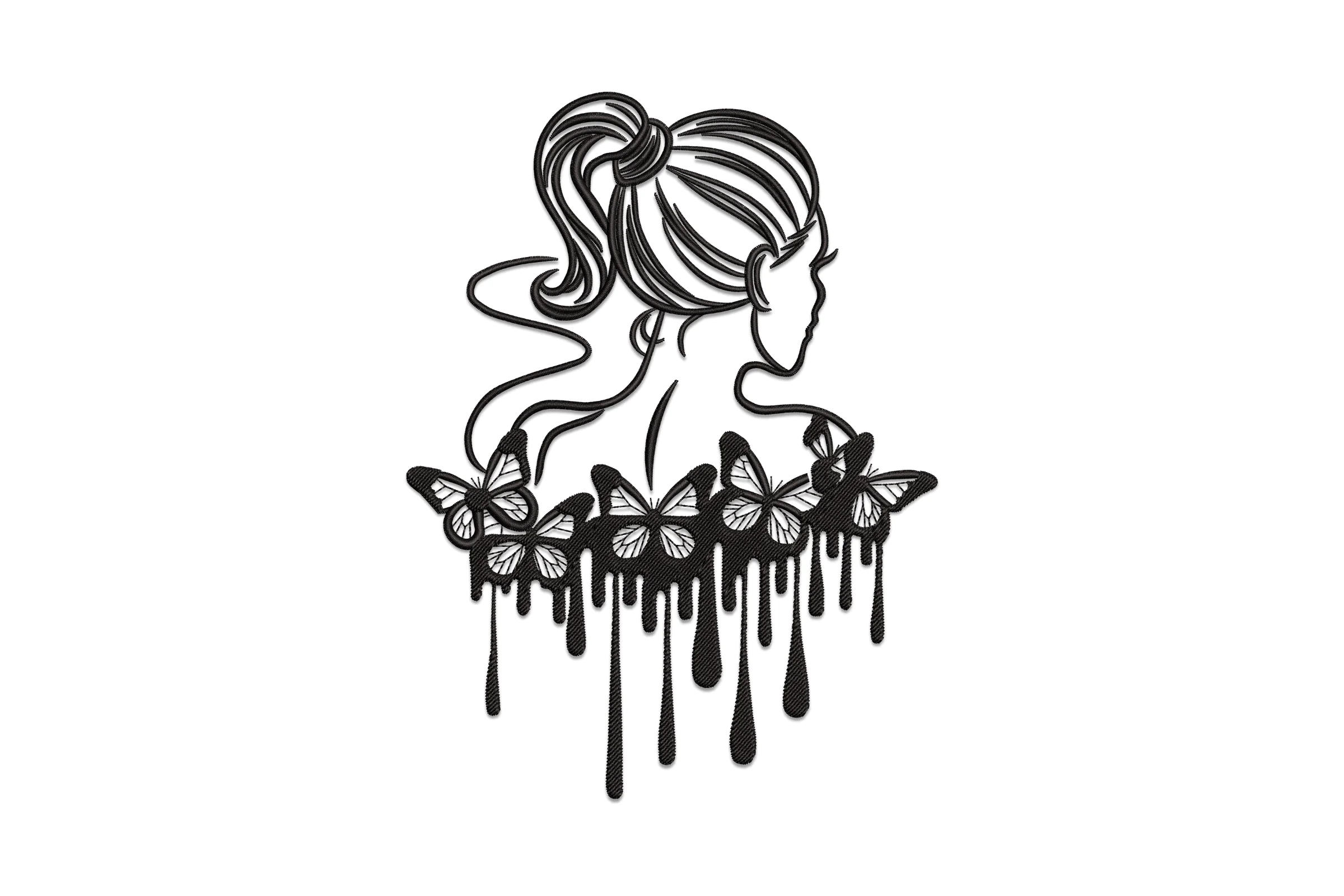 Butterfly Girl Embroidery Design Pattern