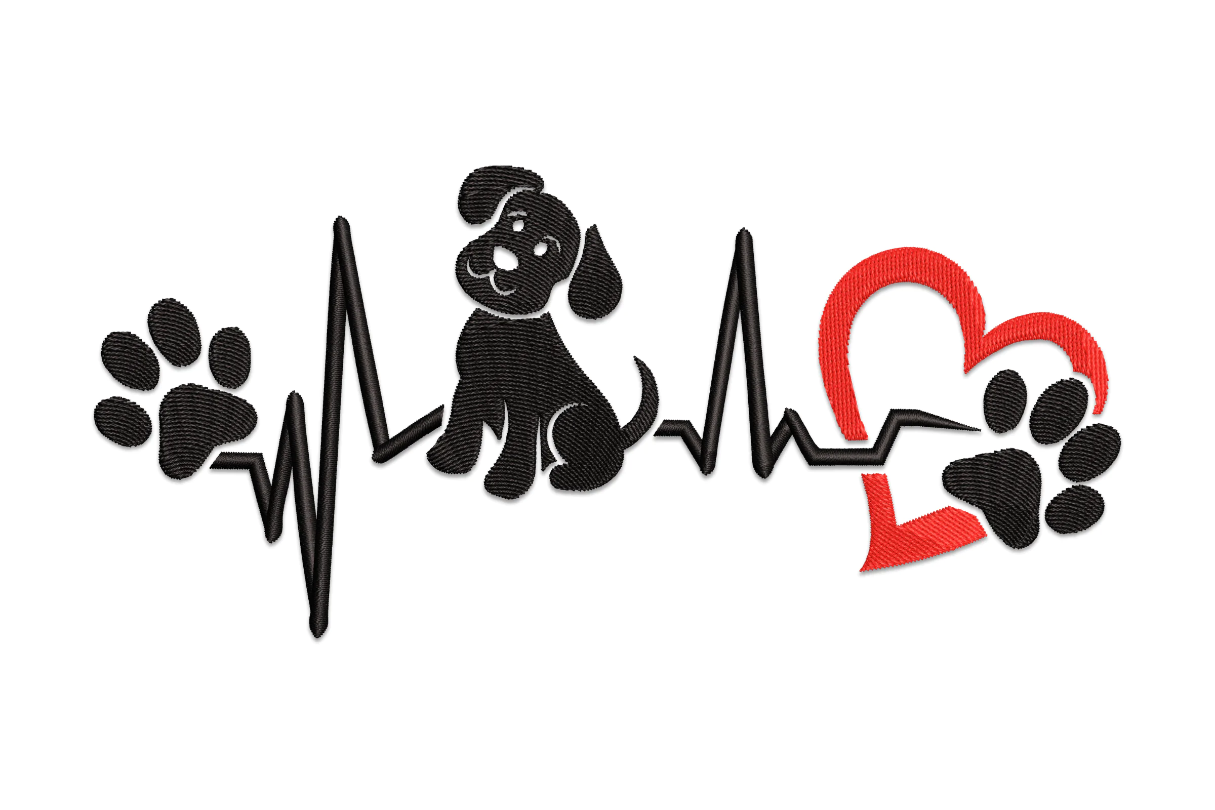 Dog Paw Heart Embroidery Design Pattern