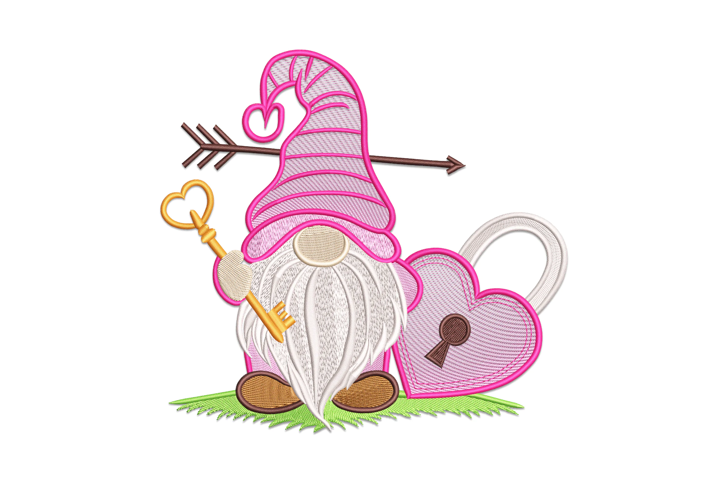 Valentine Gnome Embroidery Design pattern