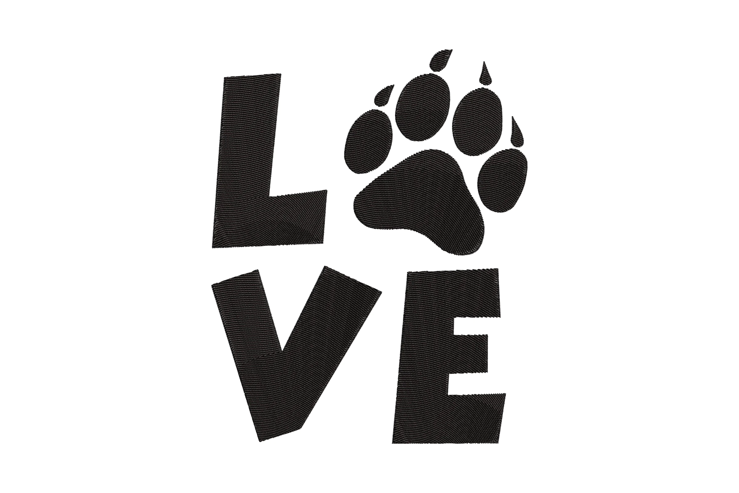 Love With Paw Print Embroidery Design