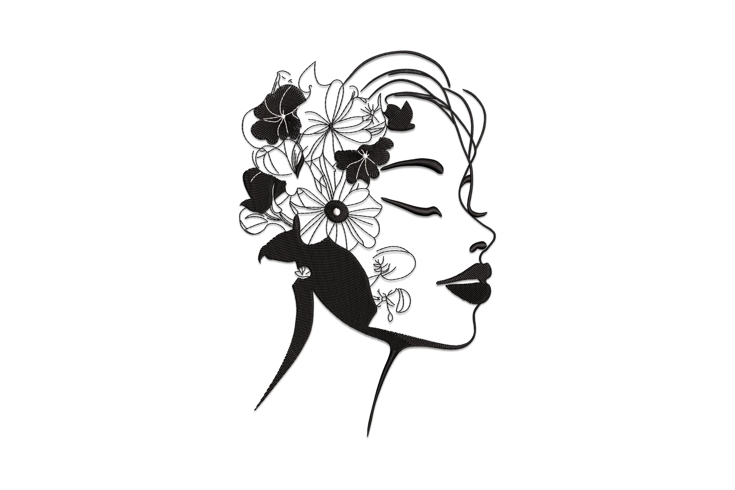 Floral Face Embroidery Design