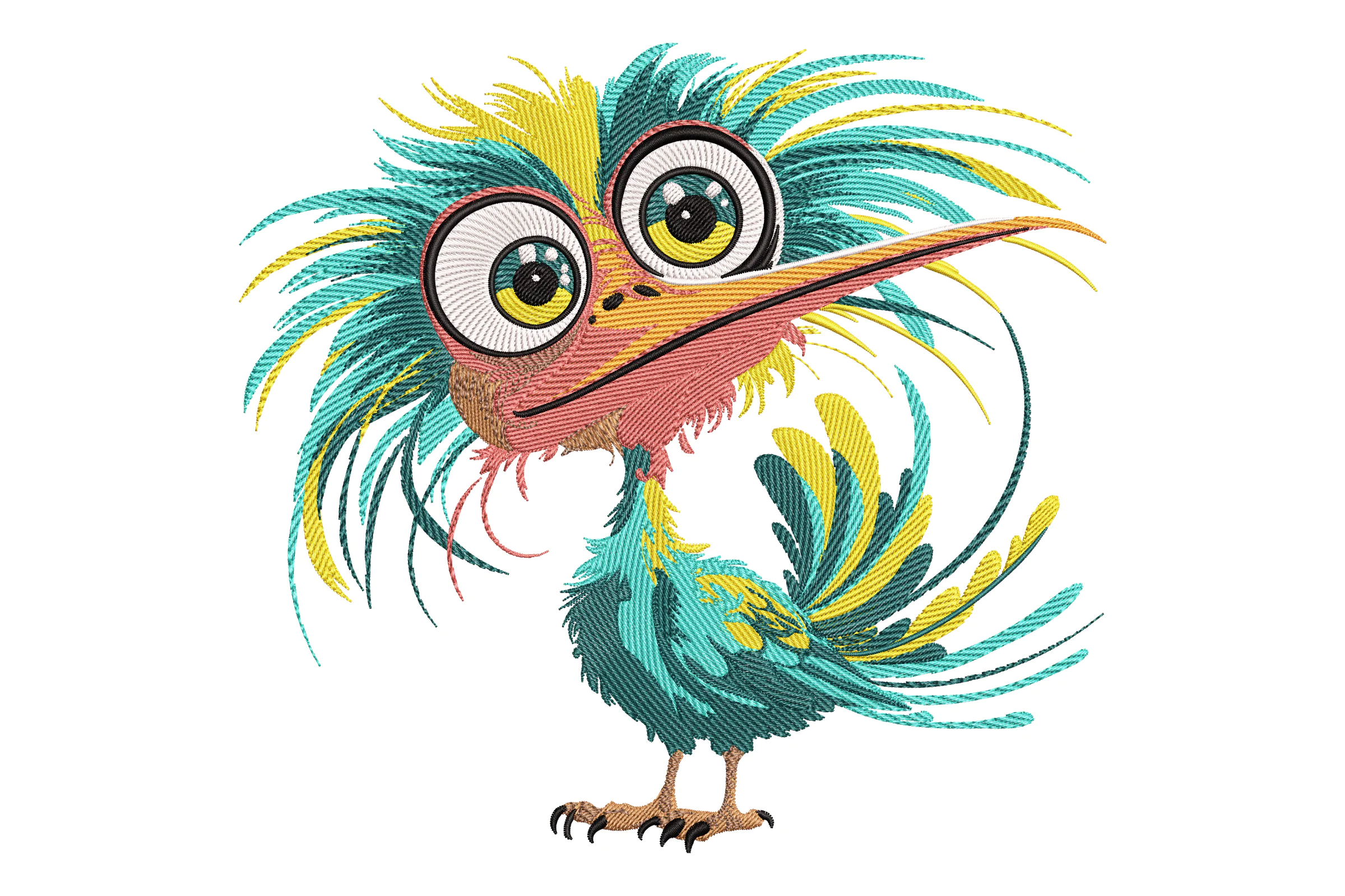 Colorful Quirky Bird Embroidery Design