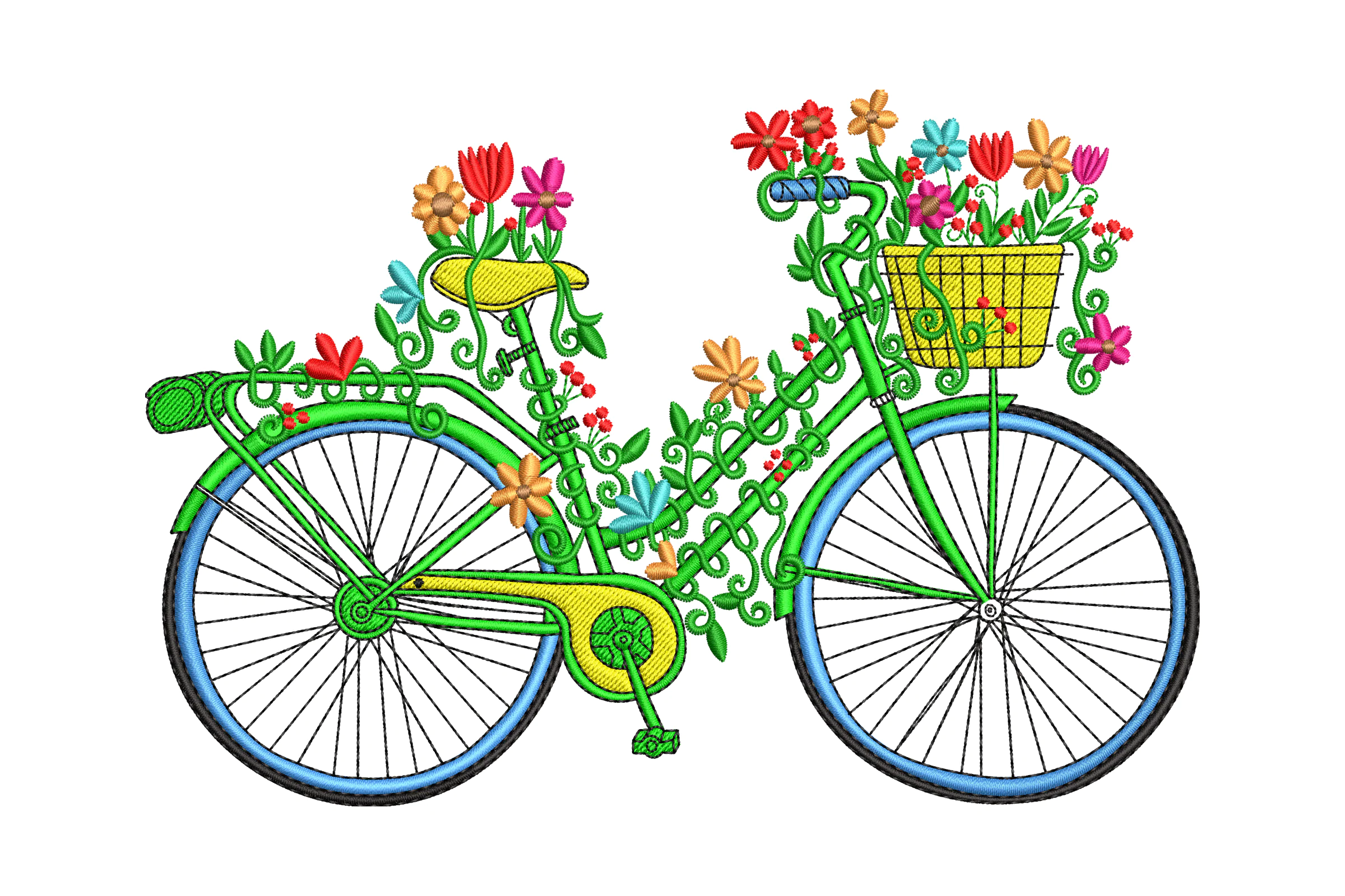 Floral Bike Embroidery Design