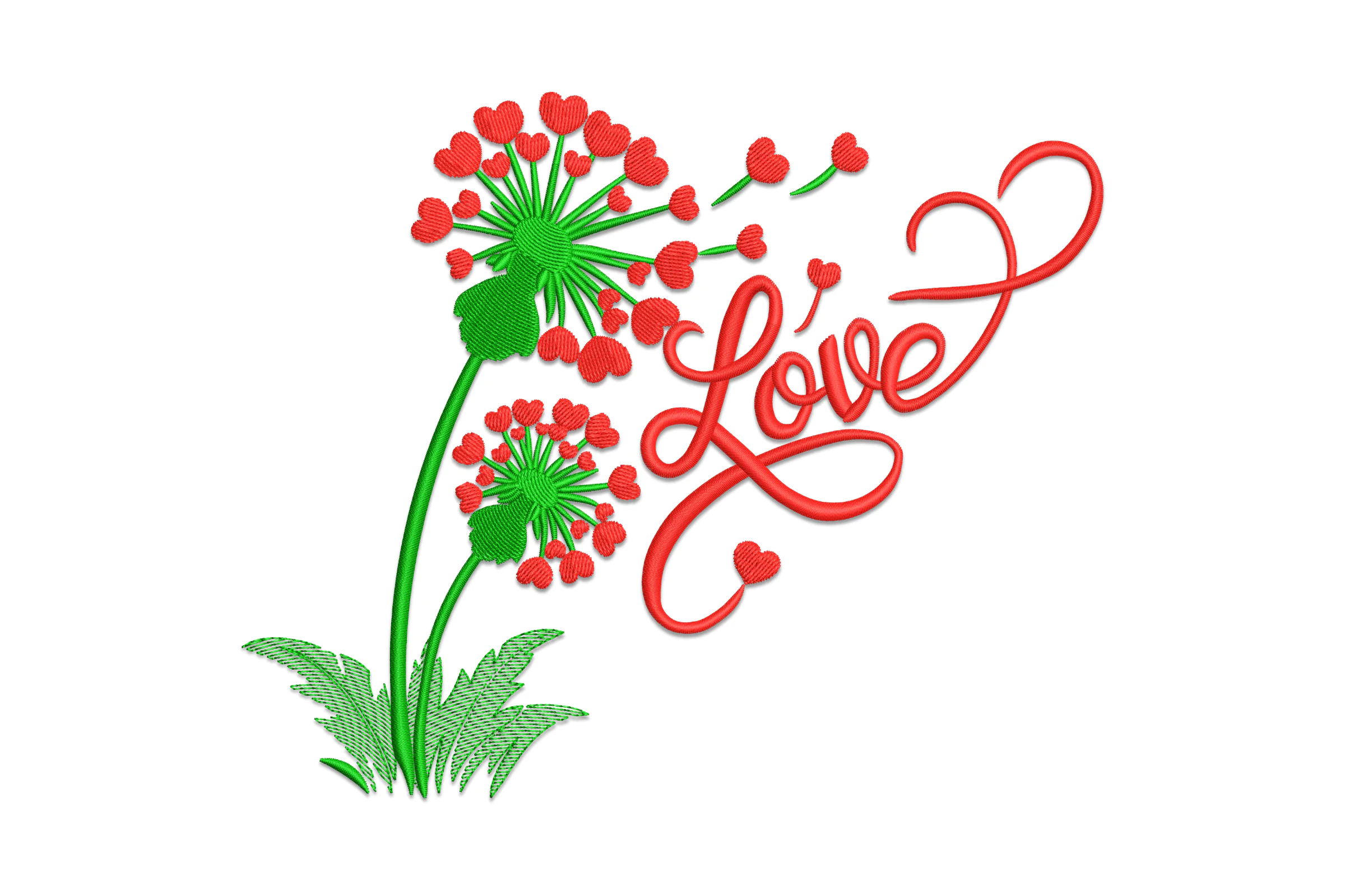 Dandelion With Hearts Embroidery Design File