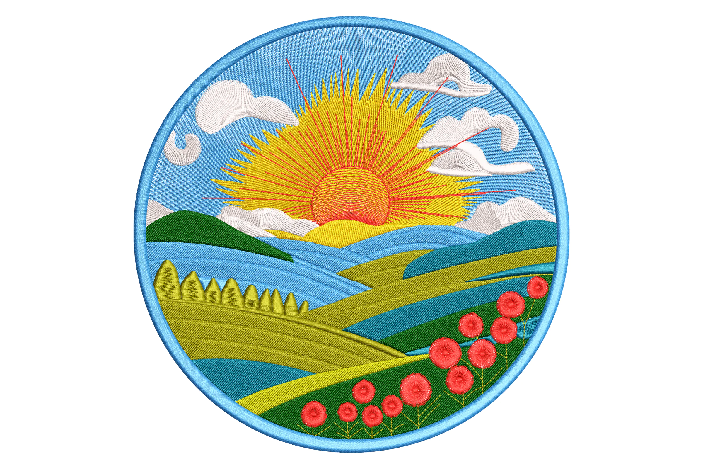 Sunrise Landscape Embroidery Design